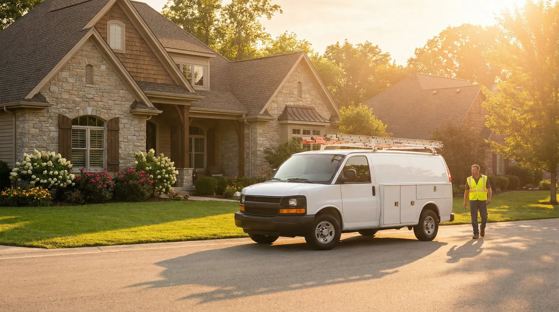 Contractor work van at sunrise