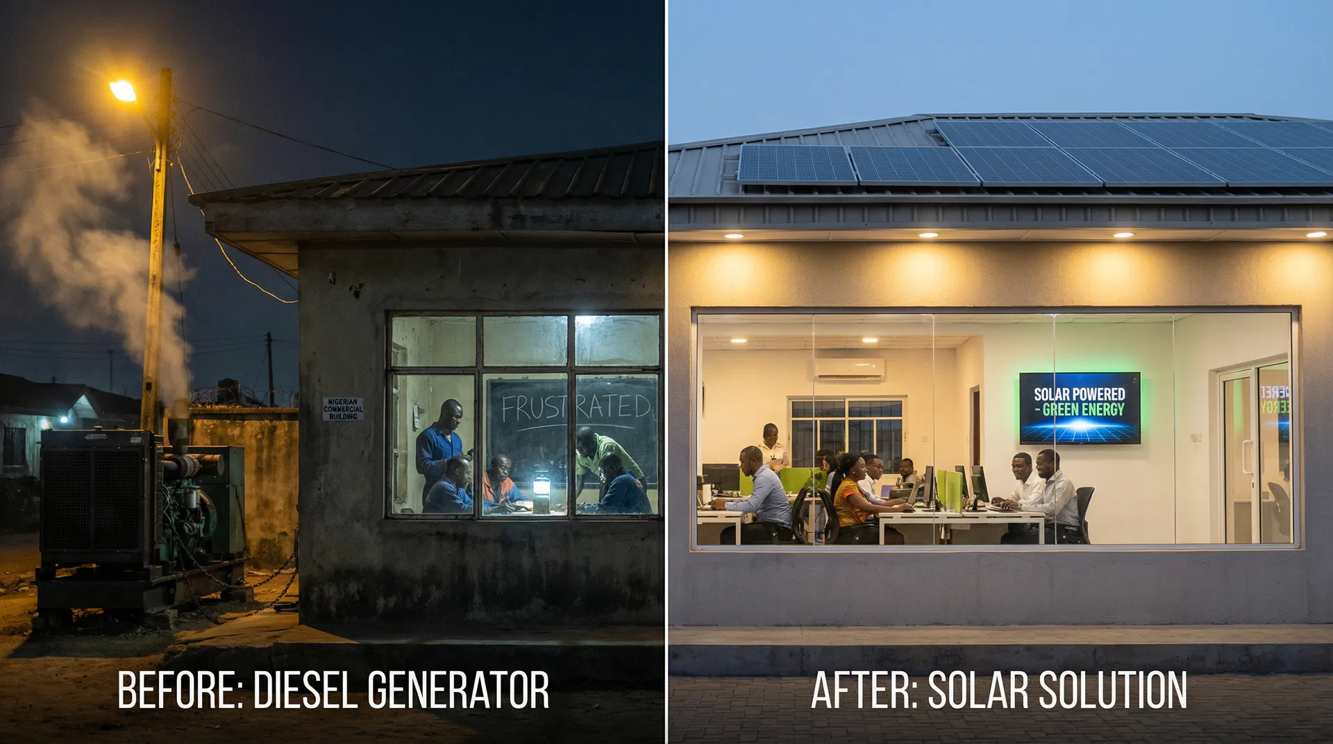 Before and after solar transformation
