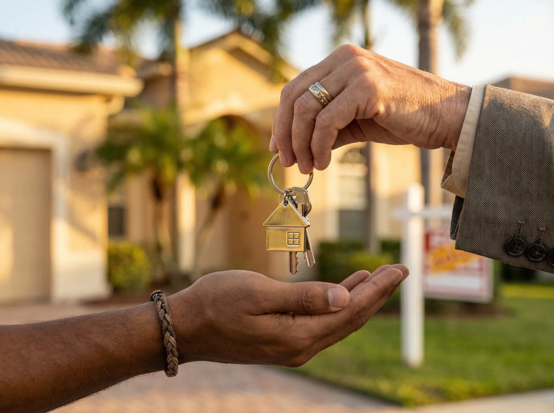 Keys being handed to new homeowner