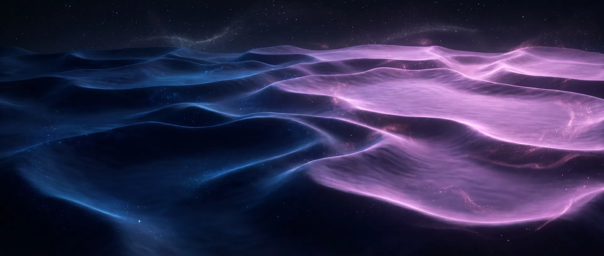 Cinematic visualization of five sleep cycles transitioning from deep blue to violet
