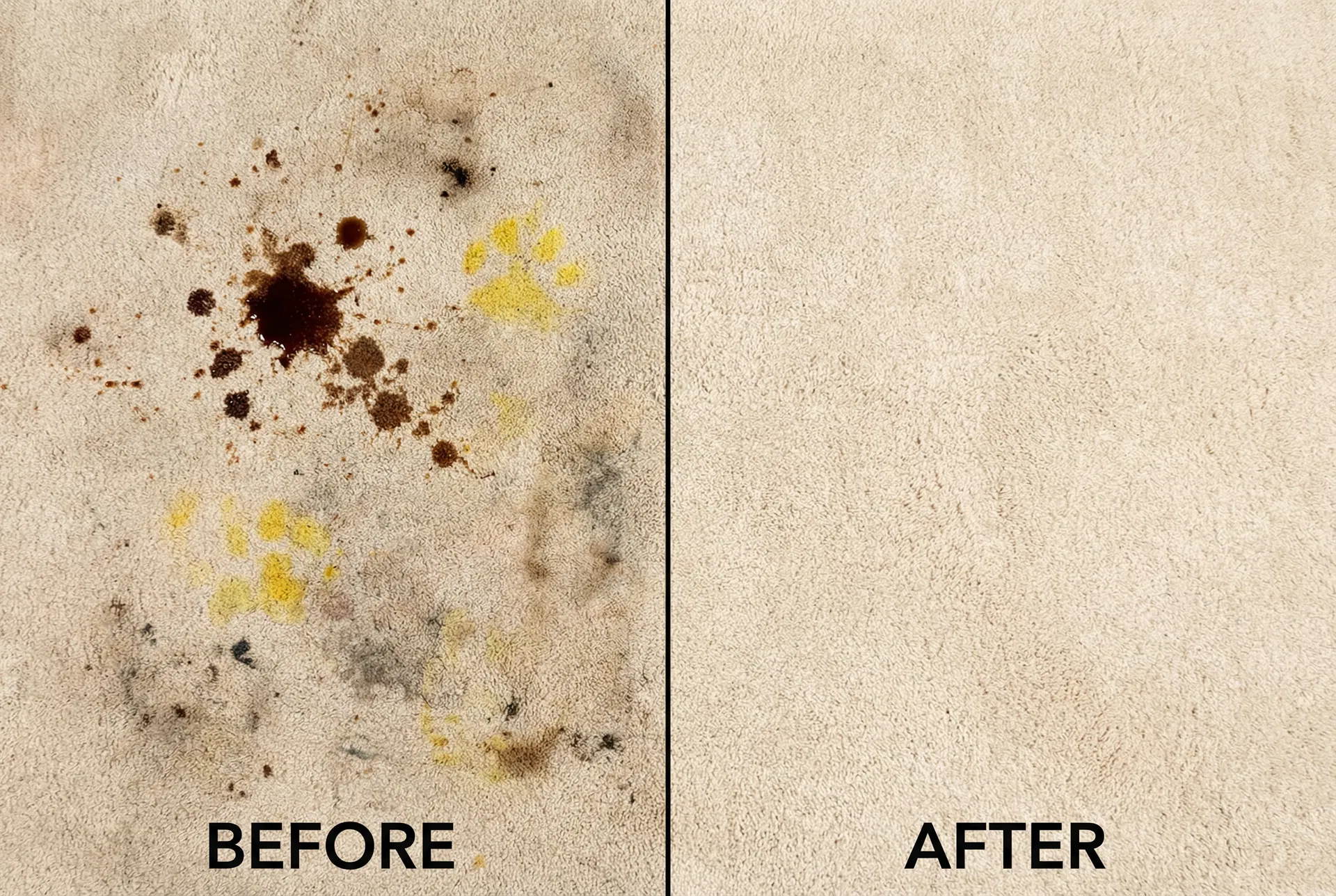 Before and after carpet cleaning