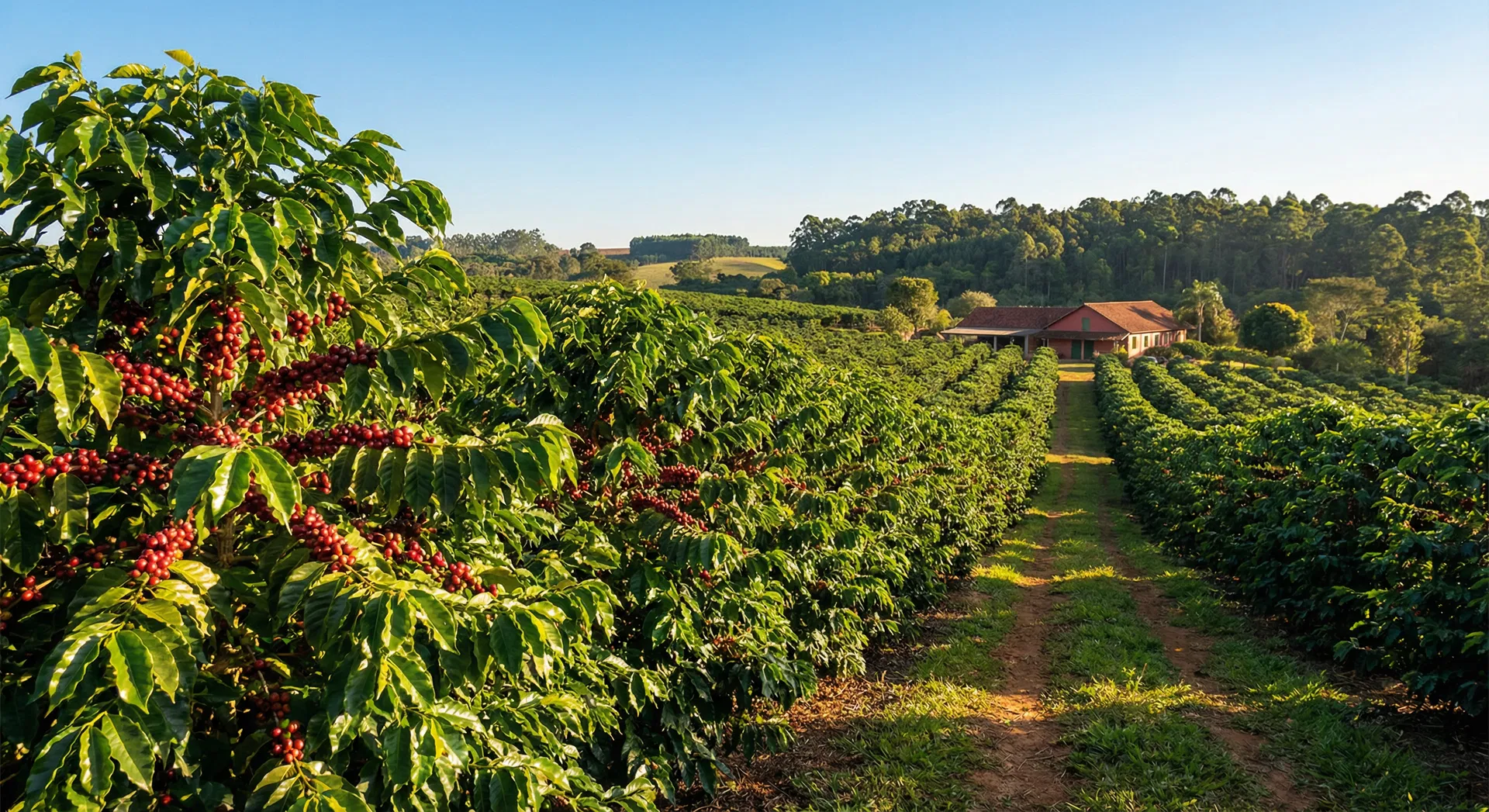 Plantação de café frutificada