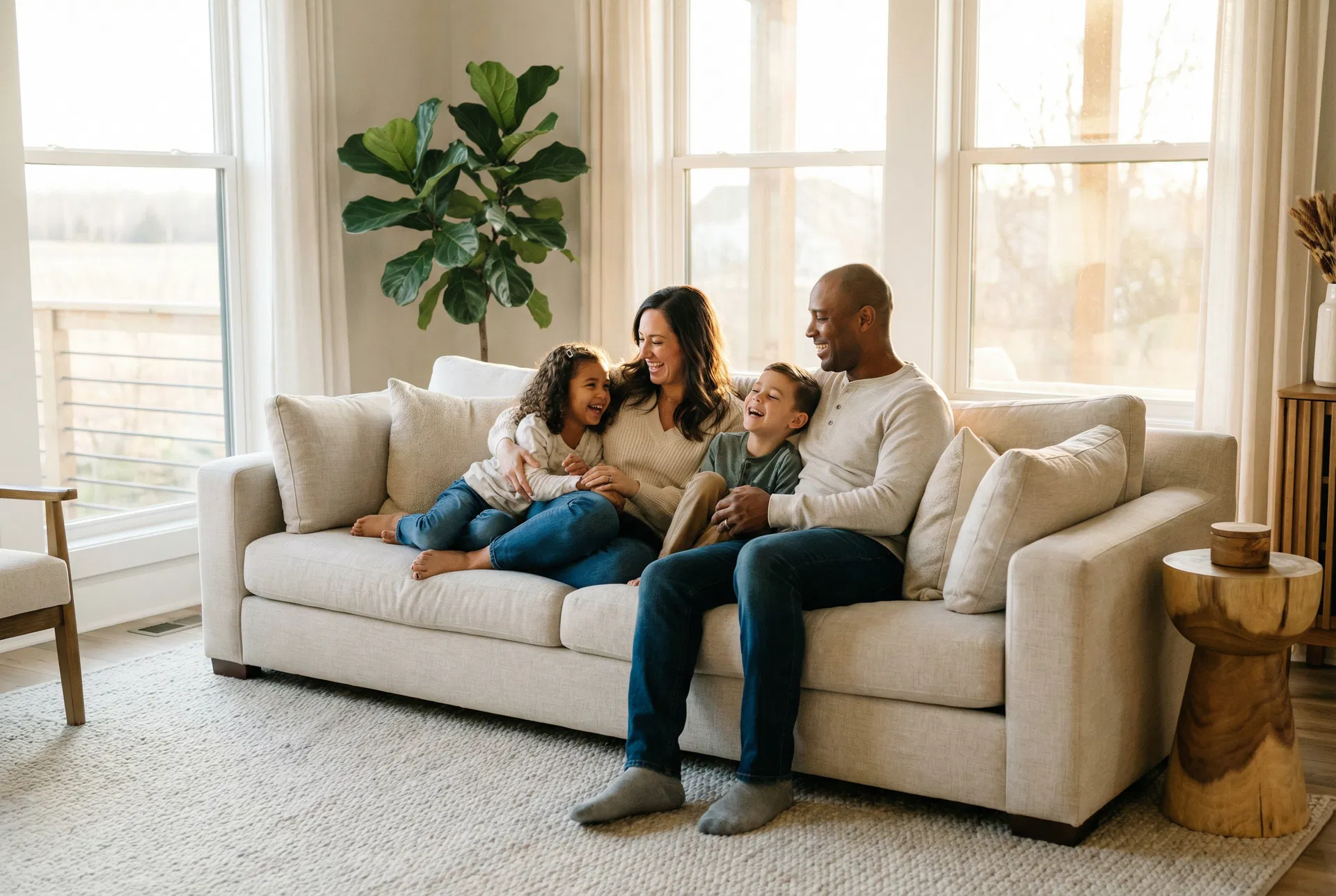 Happy family protected by Beacon Life