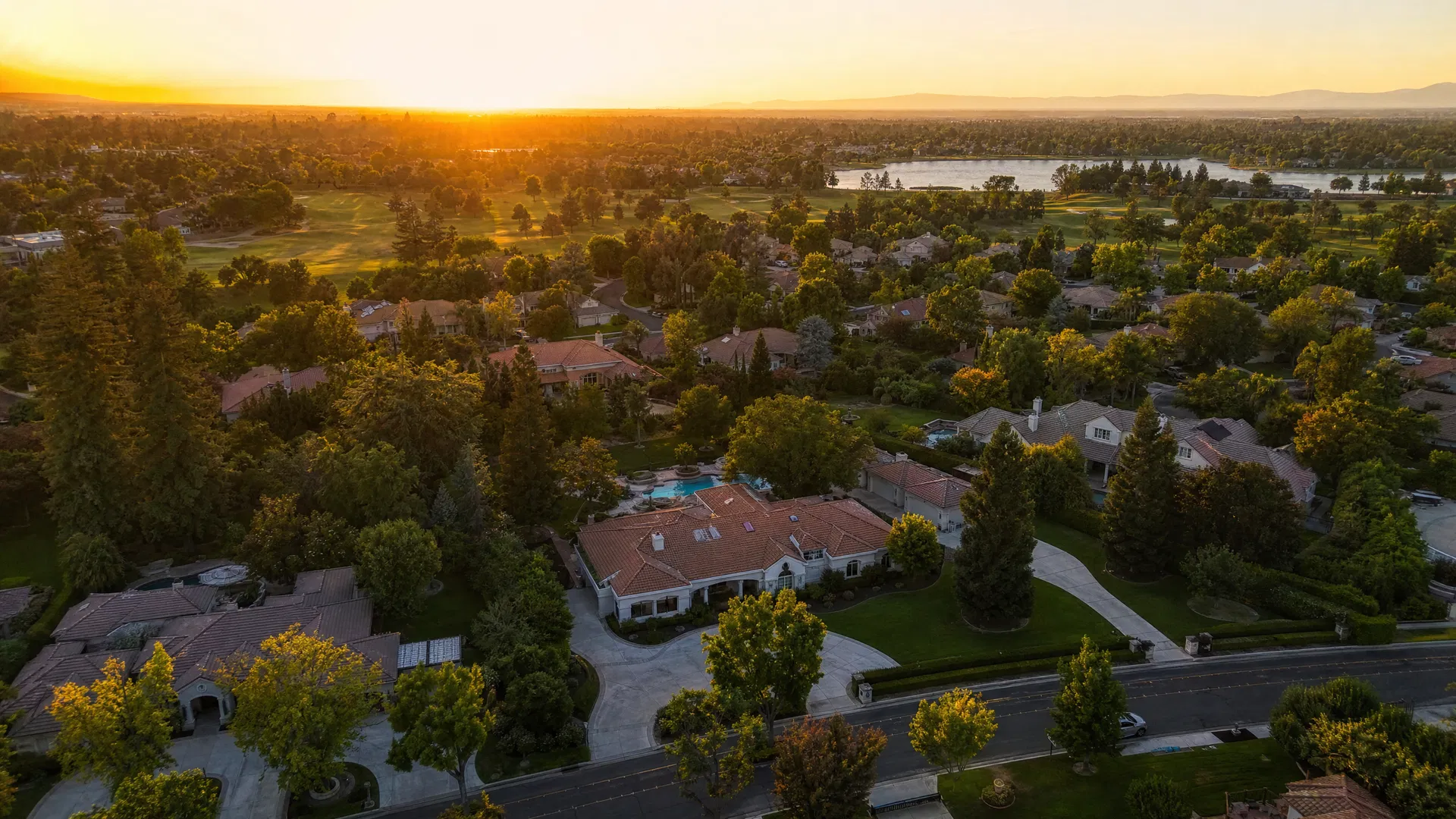 Aerial view of Fresno neighborhood