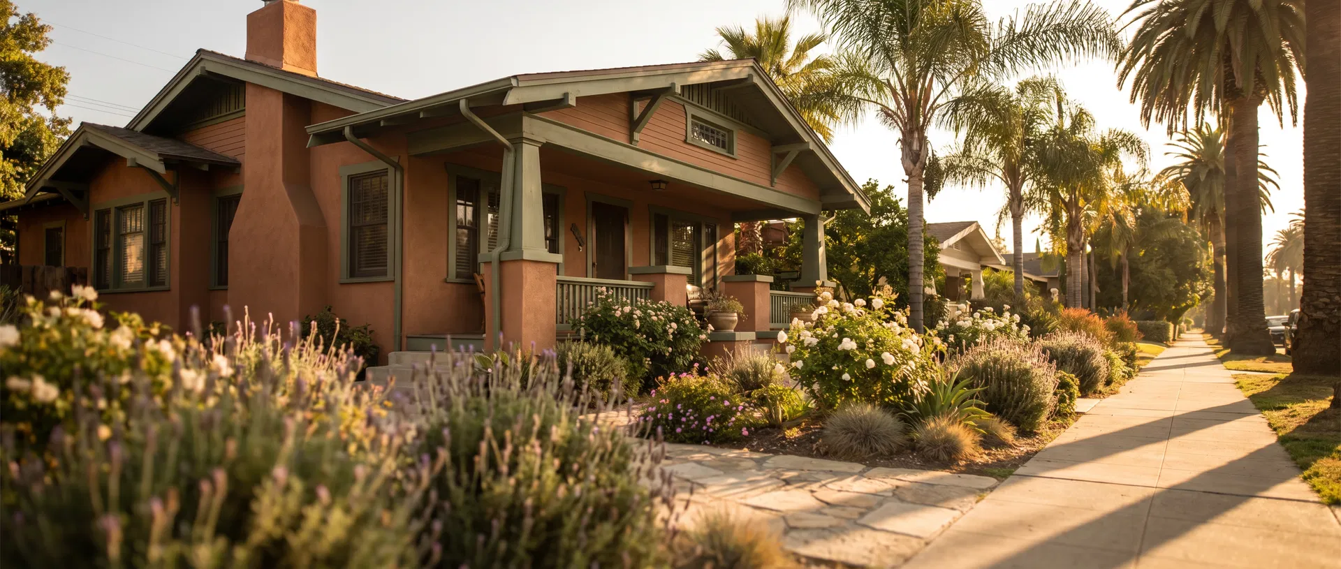 Beautiful California home at golden hour