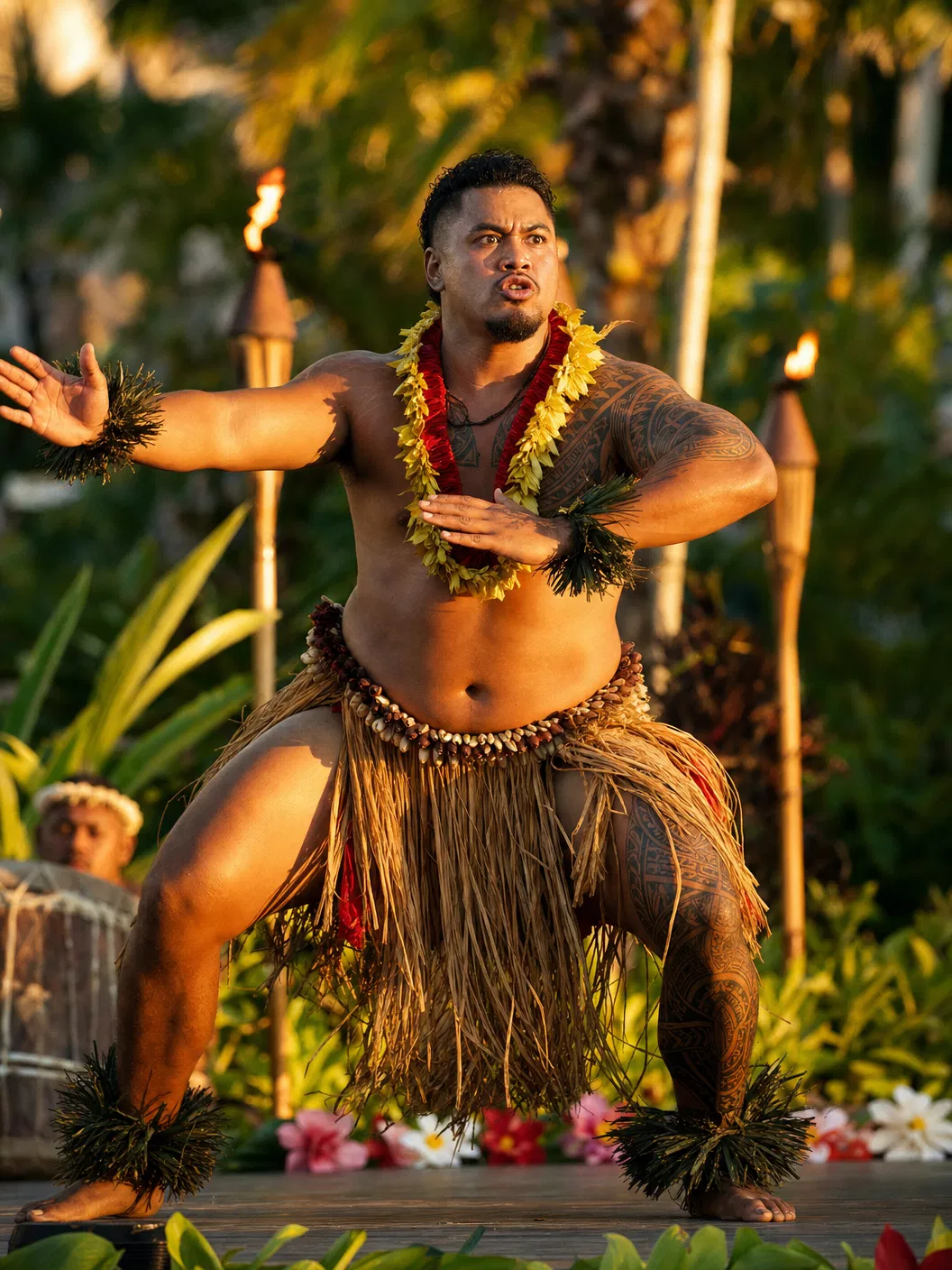 Polynesian dancer performing