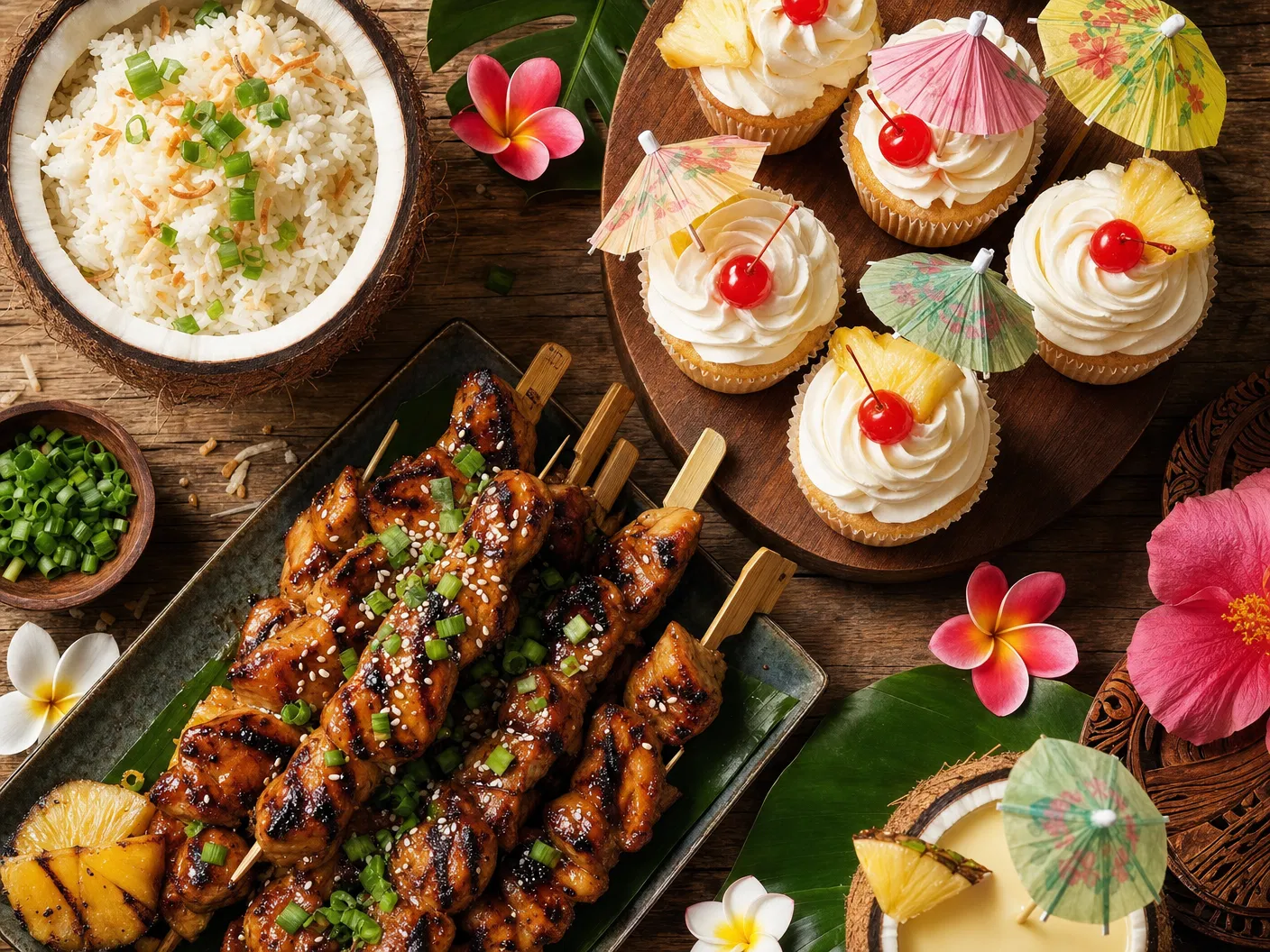 Island-inspired food spread