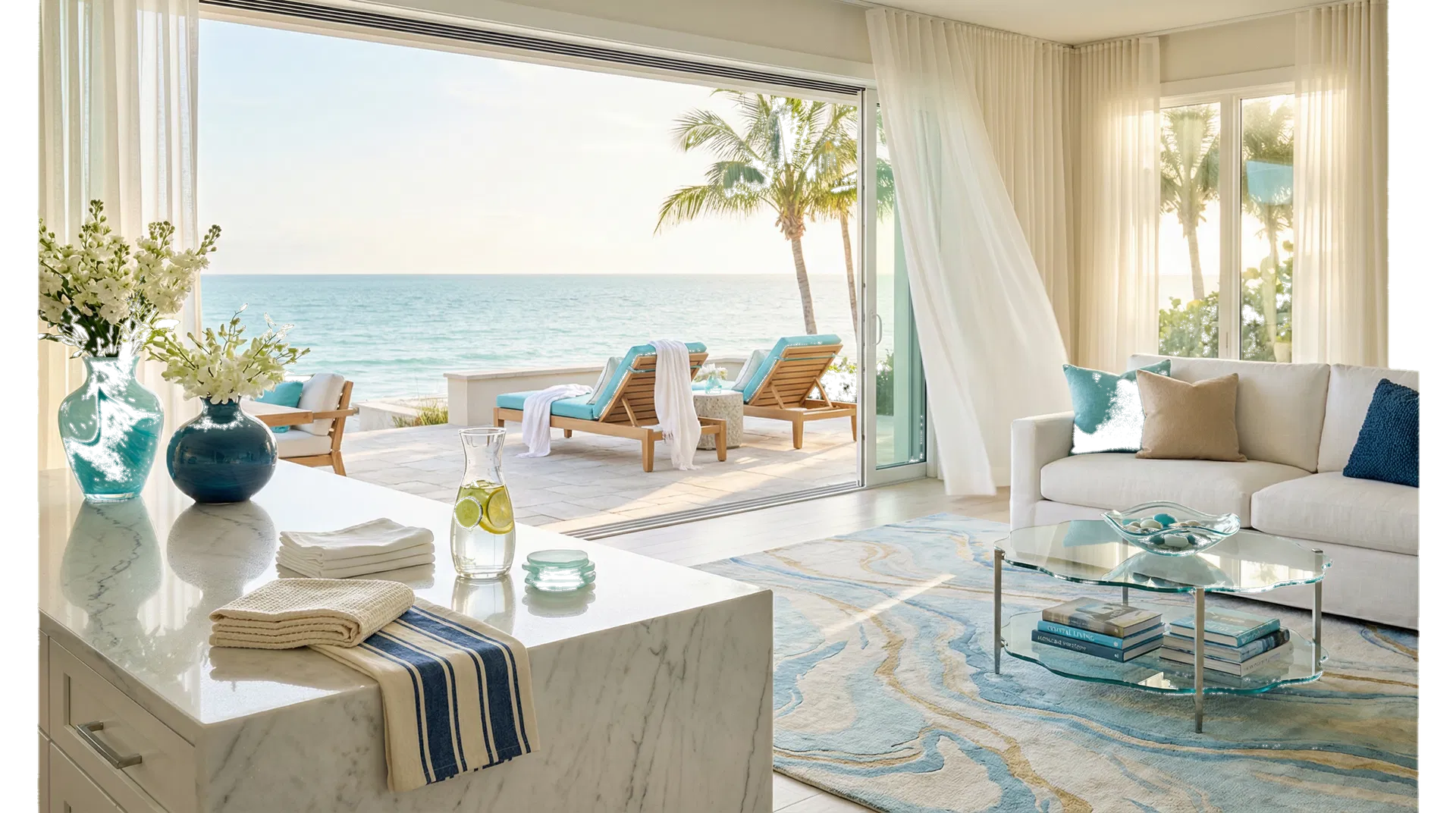 A bright coastal home interior prepared for a fresh clean