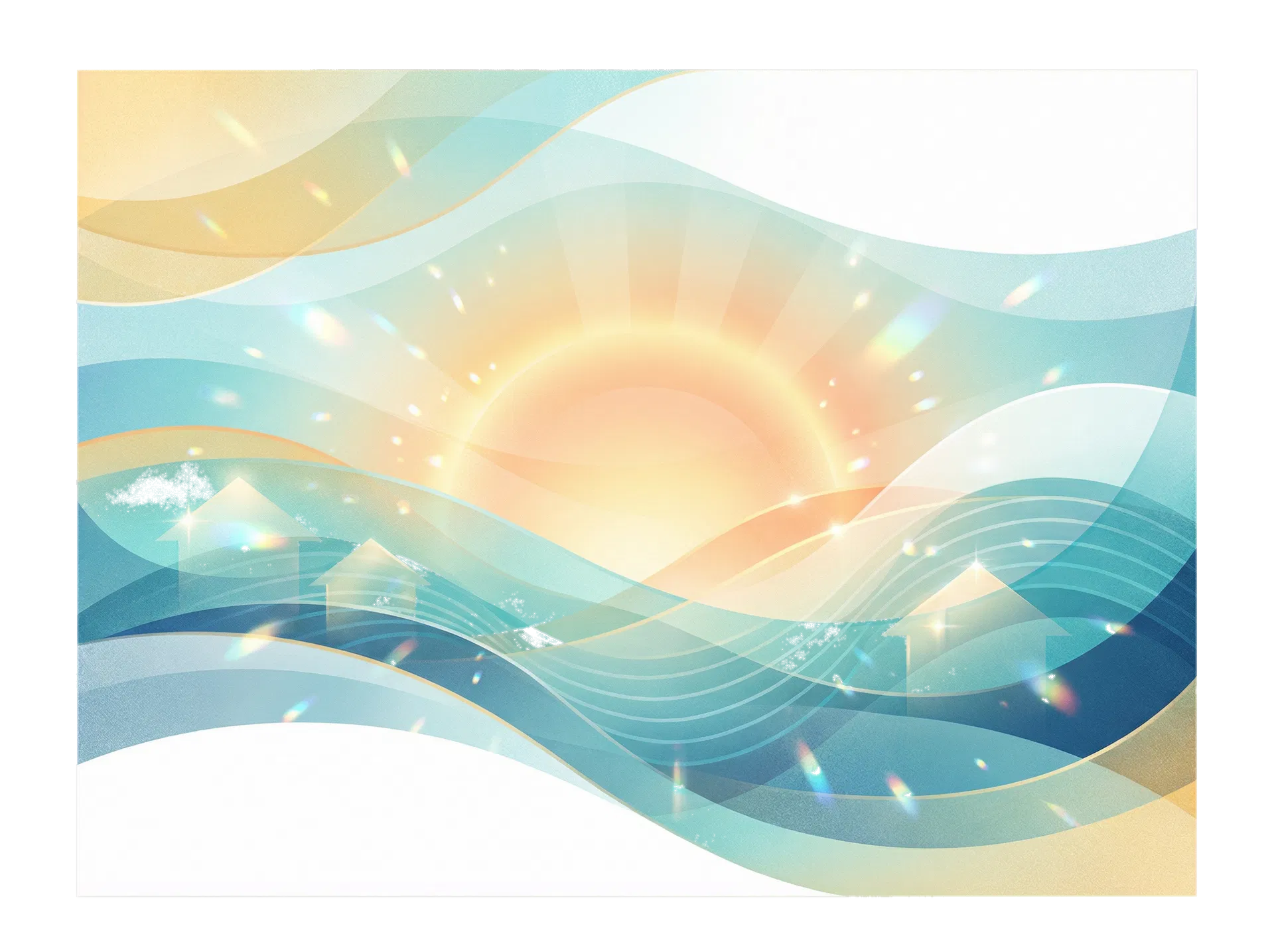 Coastal sunrise abstract backdrop for promotional offer