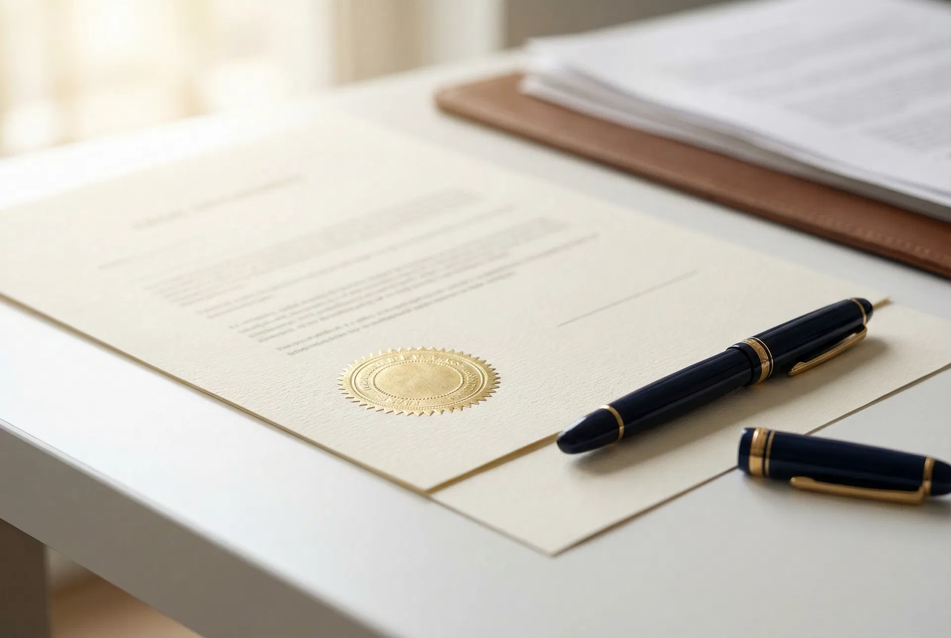 Professional legal document with gold seal