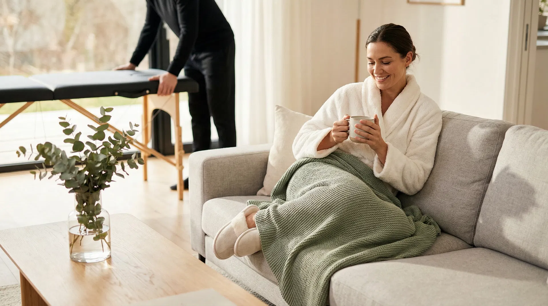 Client relaxing after an in-home WanderWell treatment