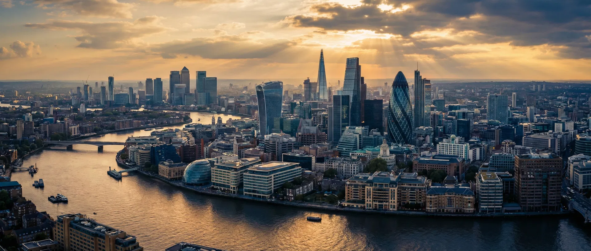 London financial district at golden hour