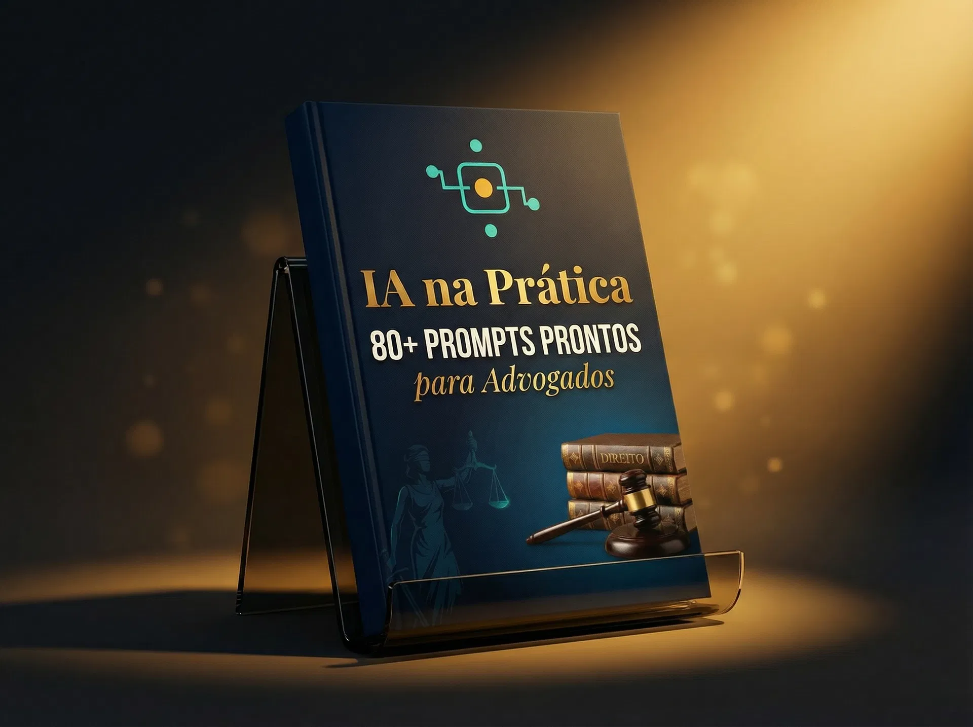 Ebook IA na Prática para Advogados em destaque sobre suporte