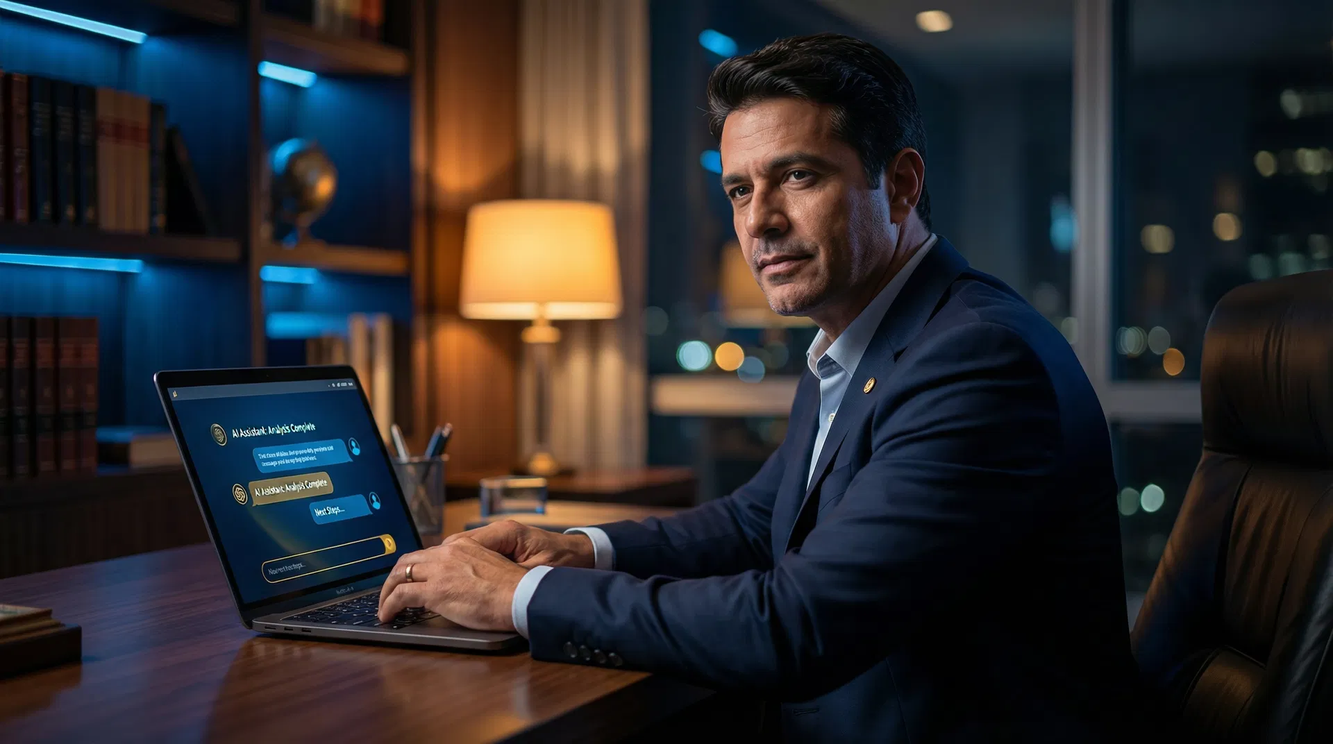 Advogado usando IA no escritório