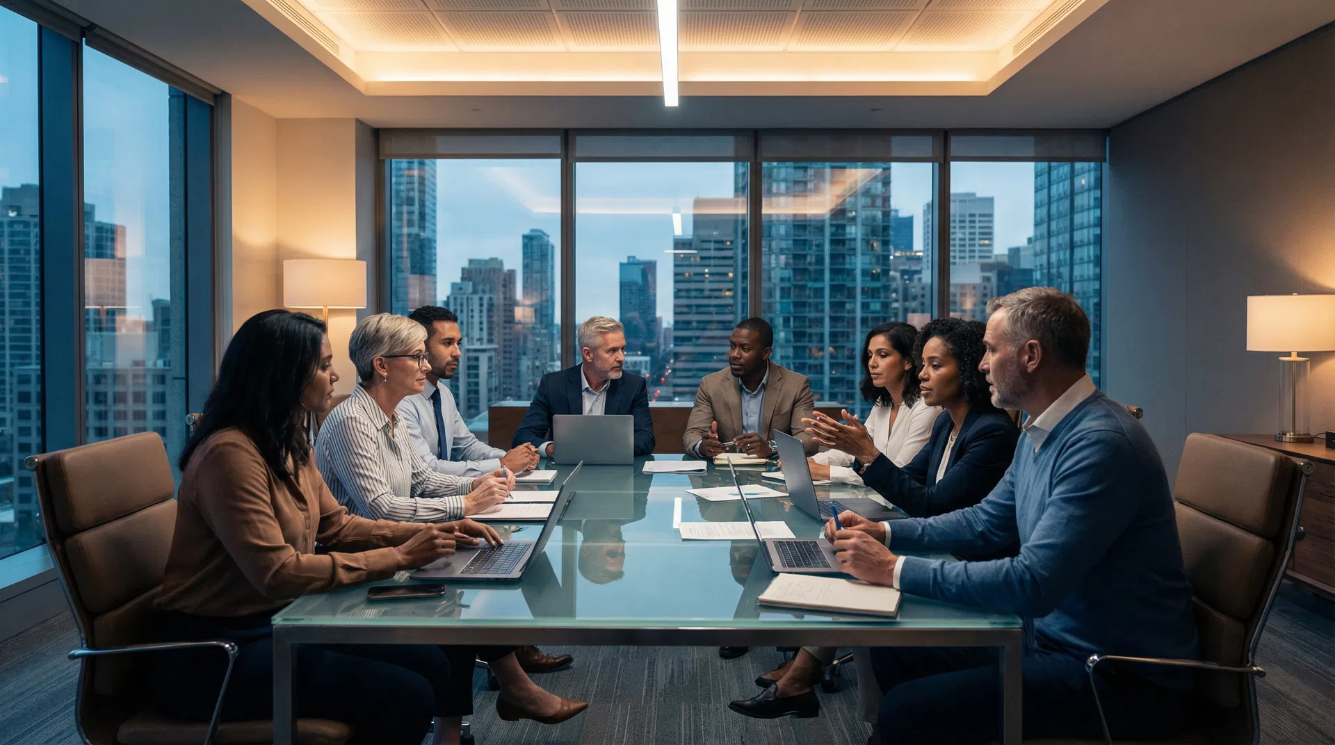 Equipe em reunião de negócios
