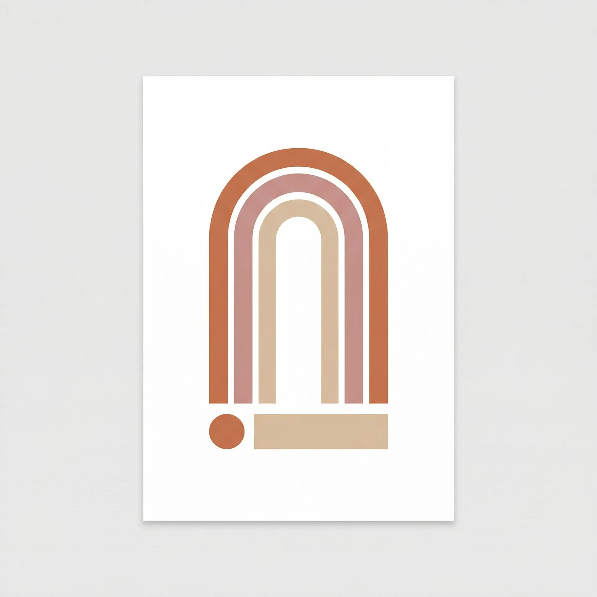 Minimalist nested arches in terracotta tones art print