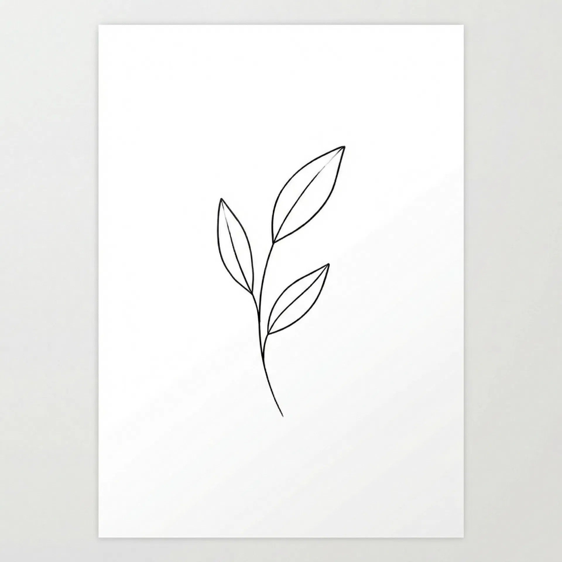 Minimalist botanical leaf stem illustration art print