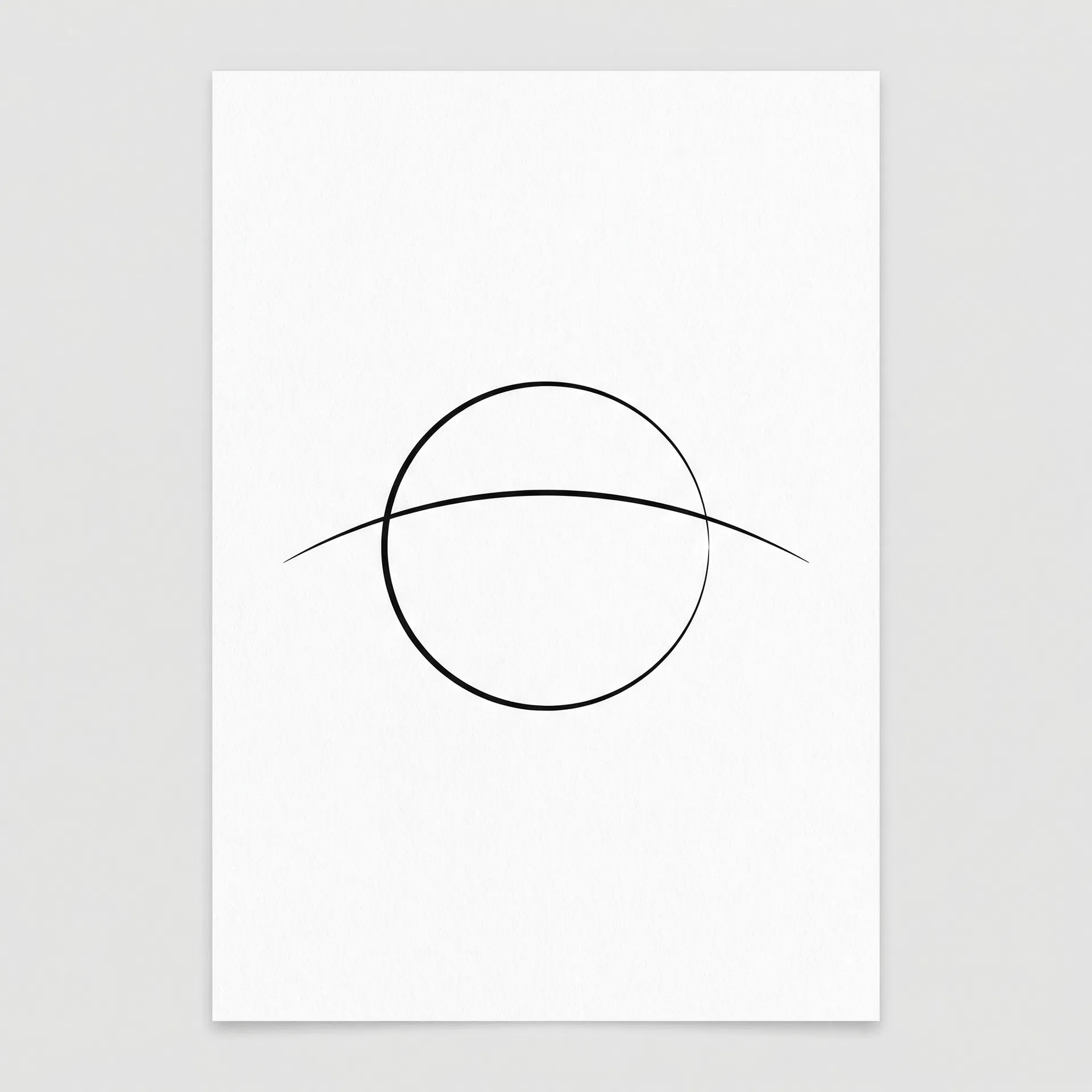 Minimalist geometric horizon art print with circle and arc