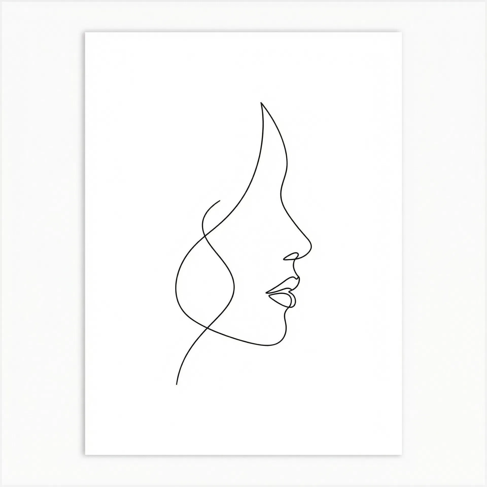 Minimalist single line face portrait art print
