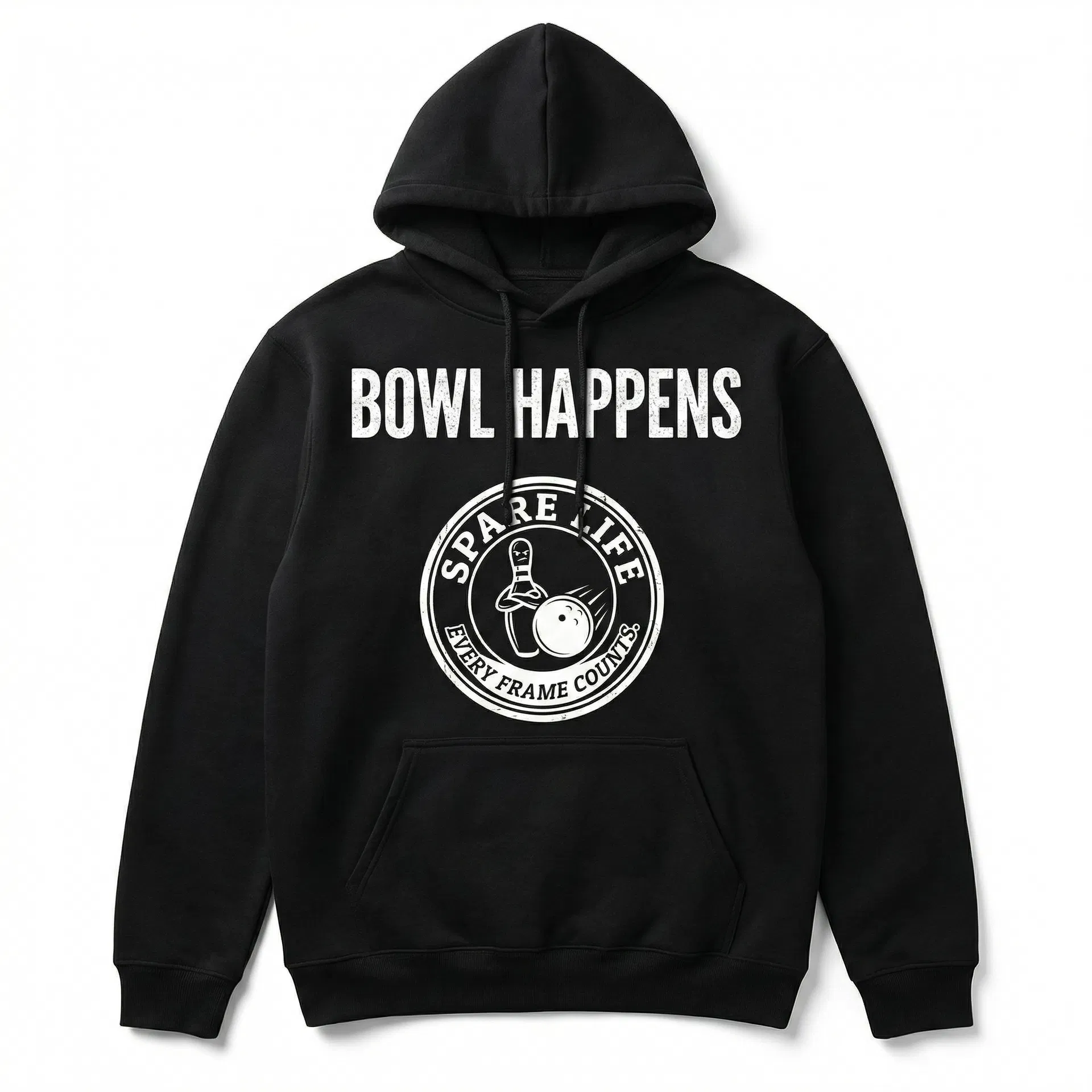 Spare Life Bowl Happens bowling hoodie in black