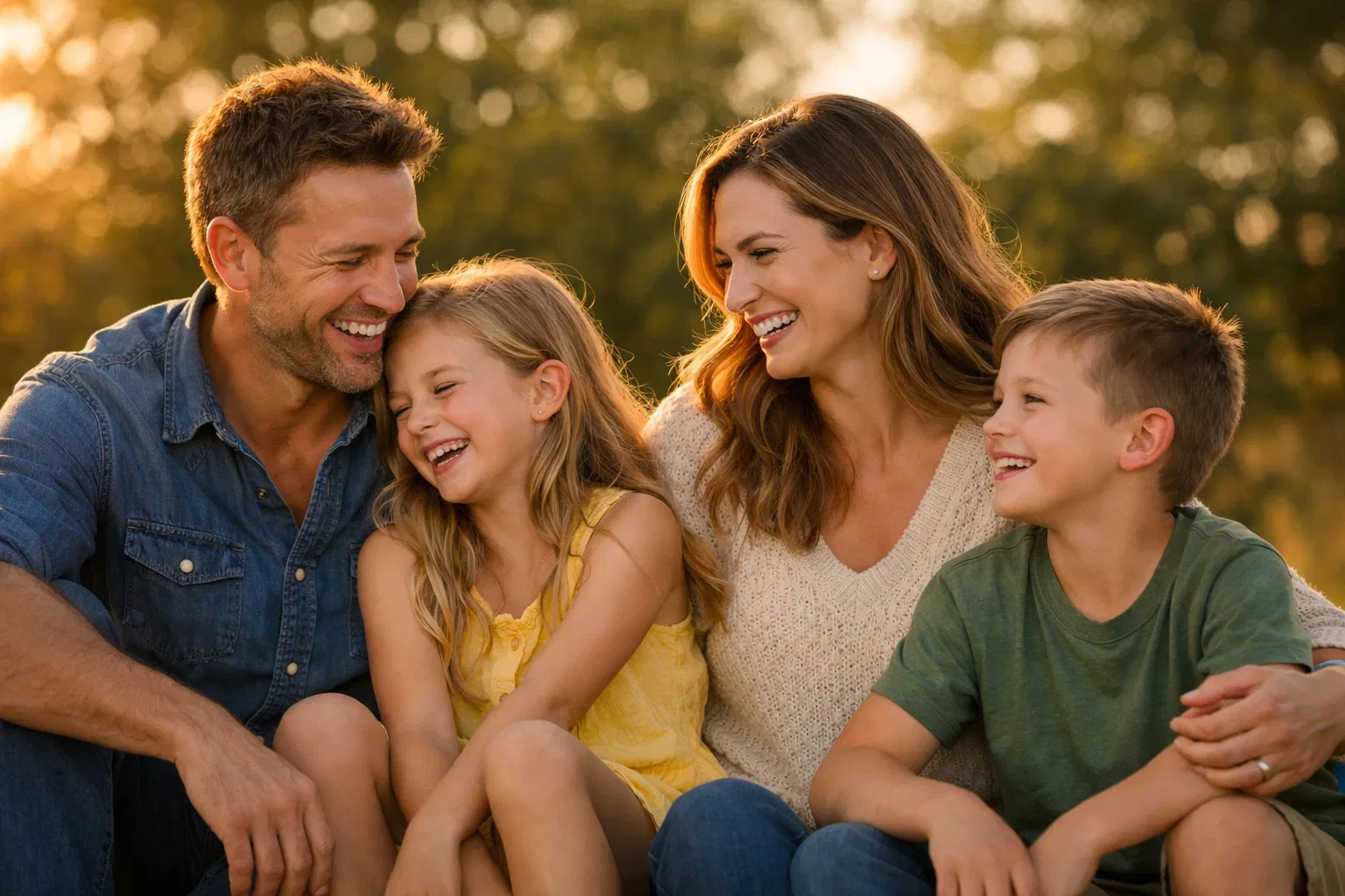 Happy family protected by health sharing