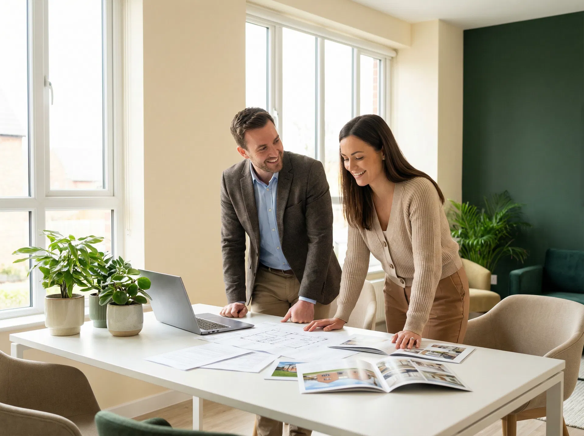Professional real estate agents reviewing property details