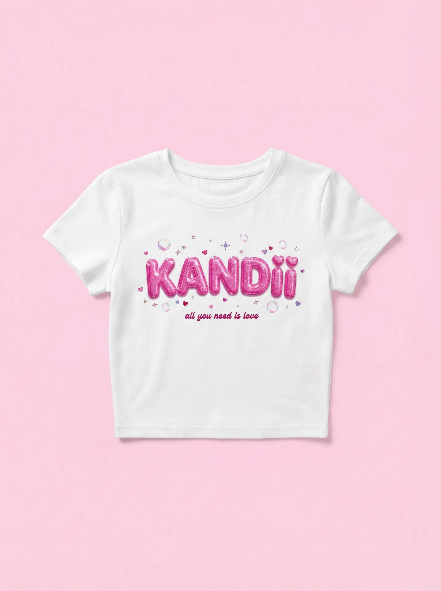KANDii Bubble Logo Baby Tee — White