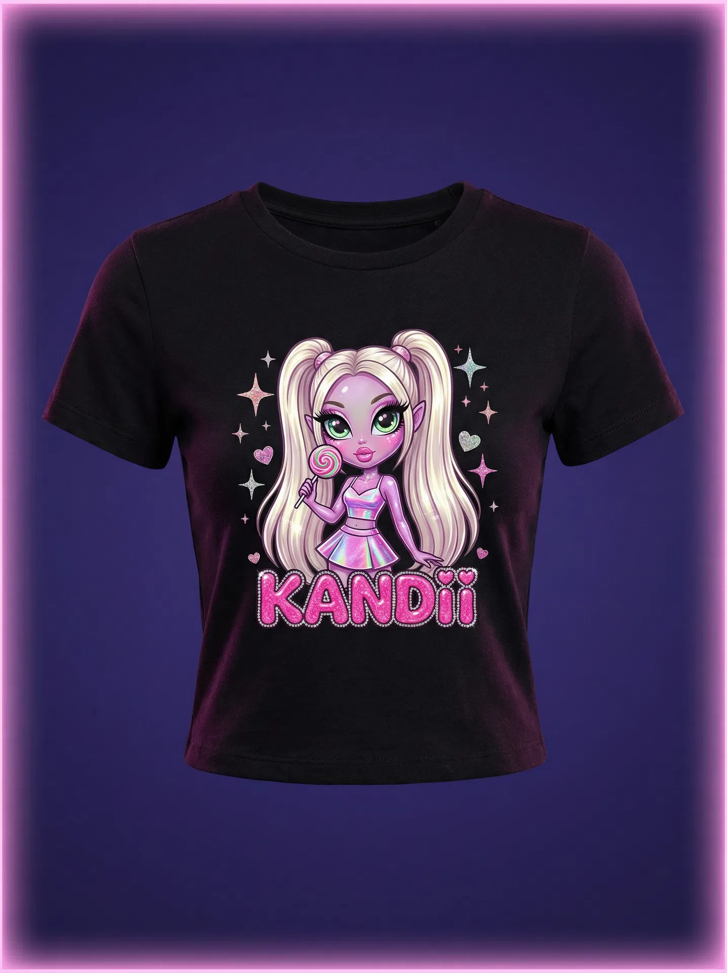 KANDii Alien Doll Baby Tee — Black