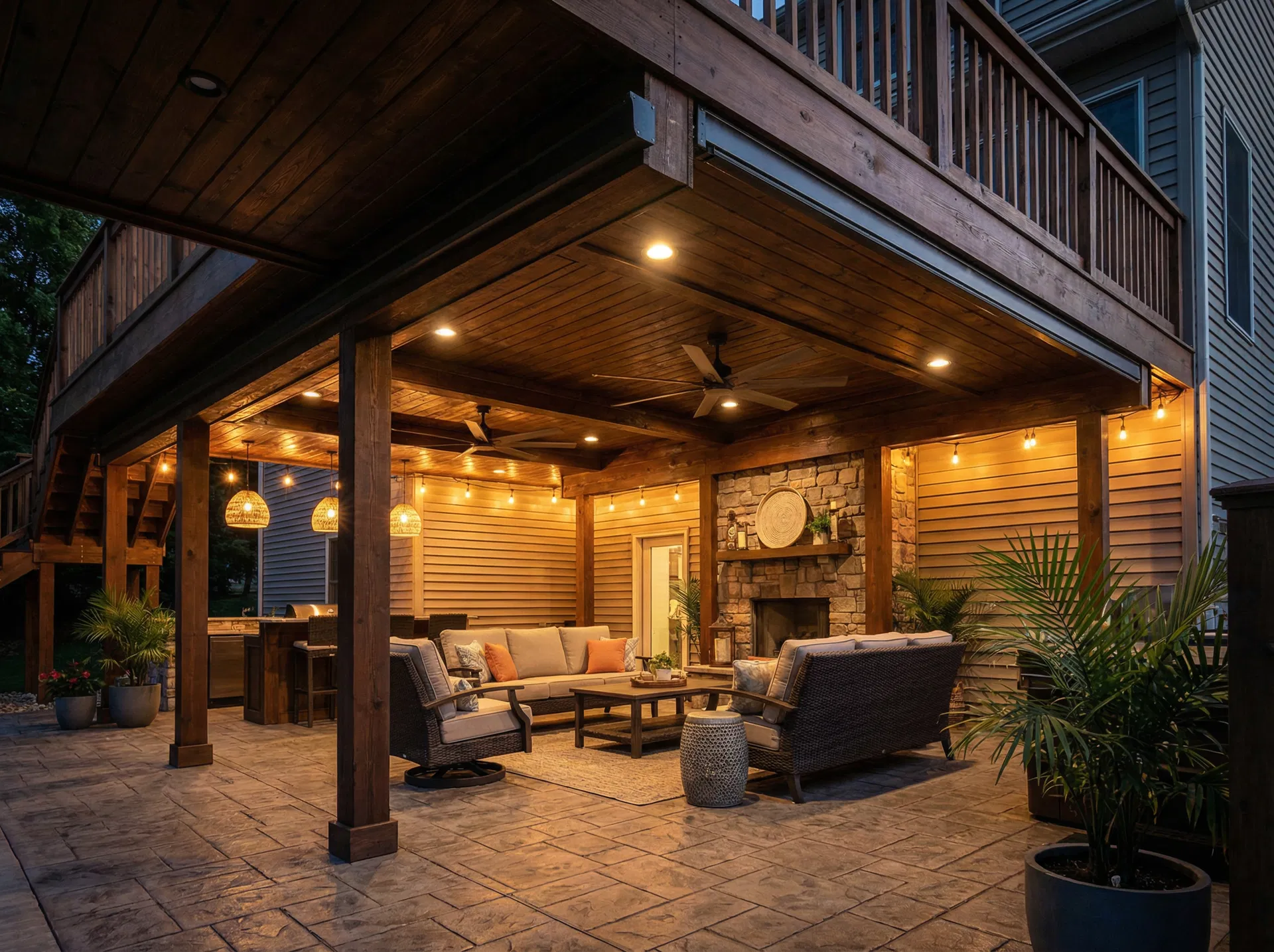 Under-deck outdoor living space
