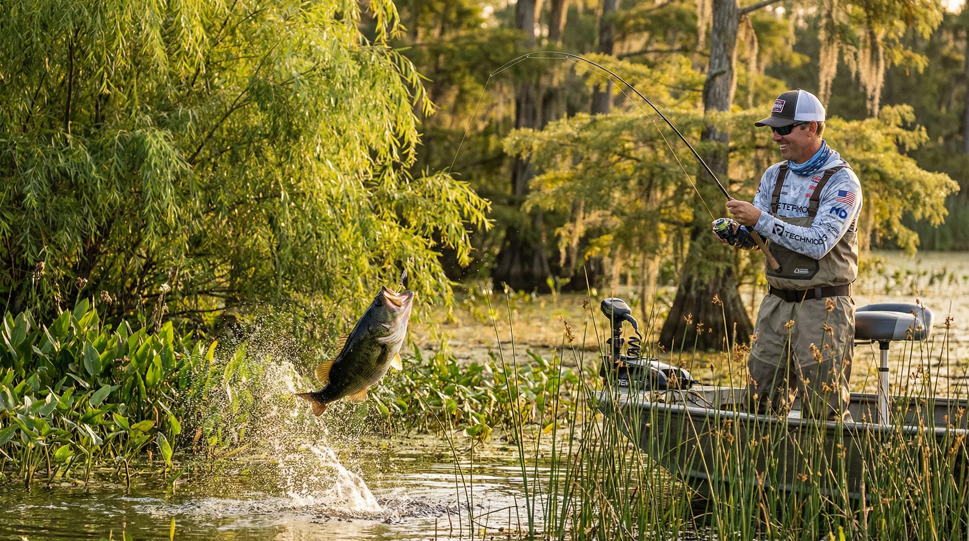 ブラックバス春の釣りシーン