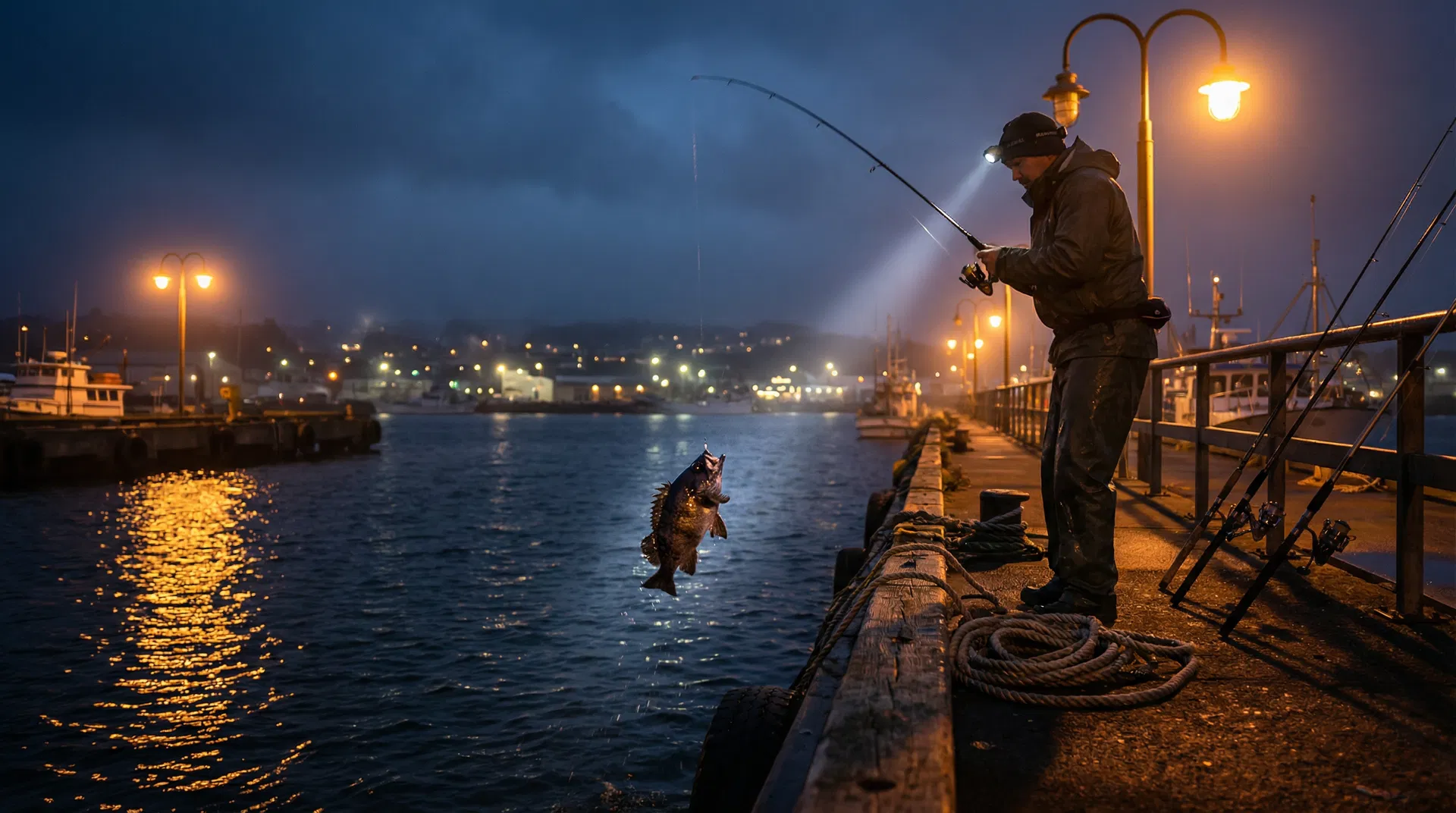 メバル夜釣りシーン