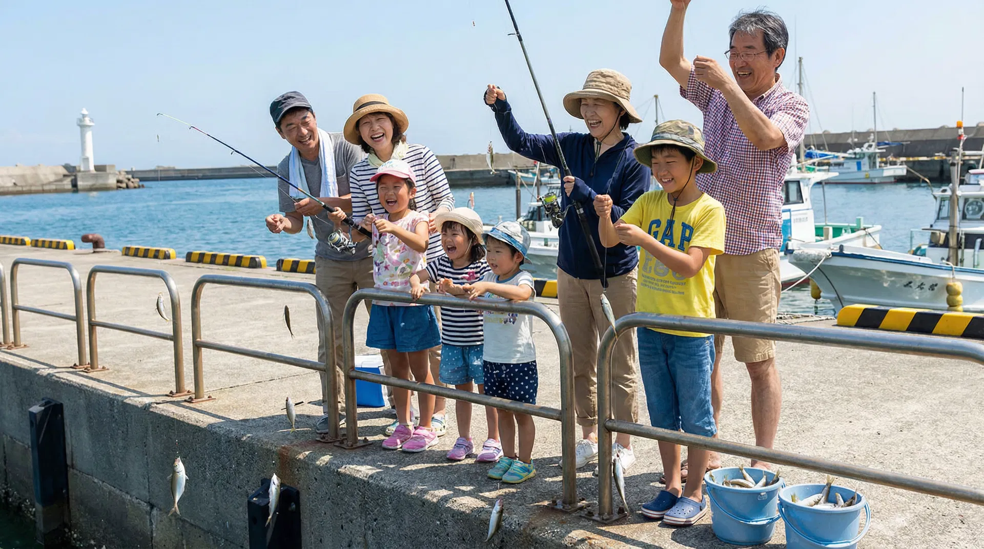 ファミリーサビキ釣りシーン