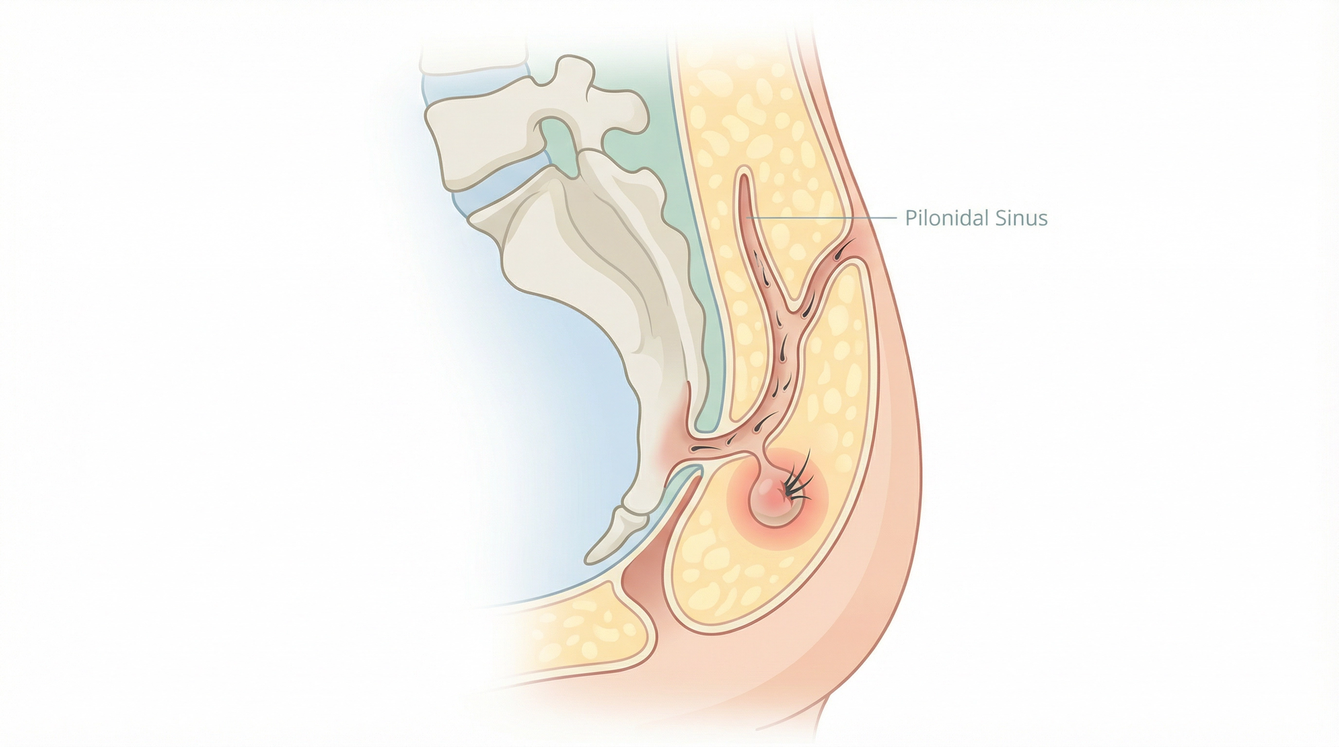 Medical illustration of Pilonidal Sinus