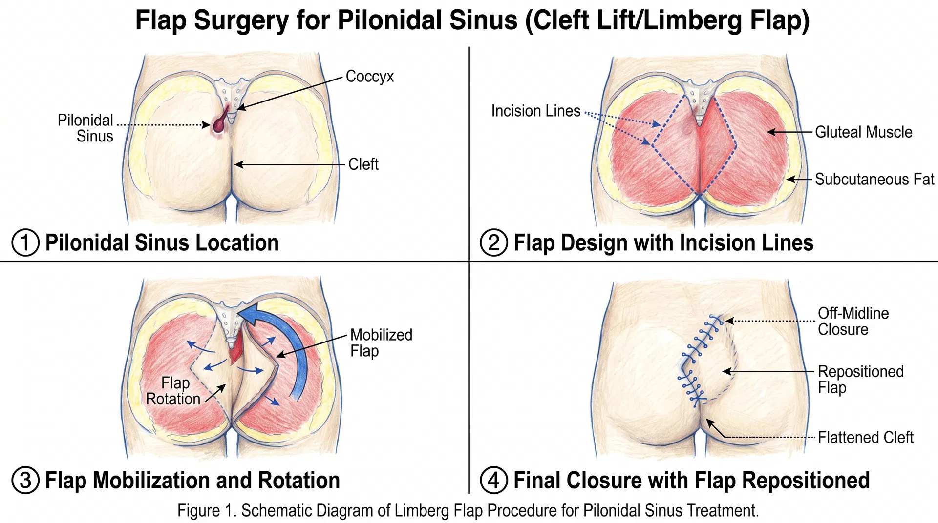 Flap surgery for pilonidal sinus - Limberg and Karydakis flap procedures by Dr Adarsh Patil