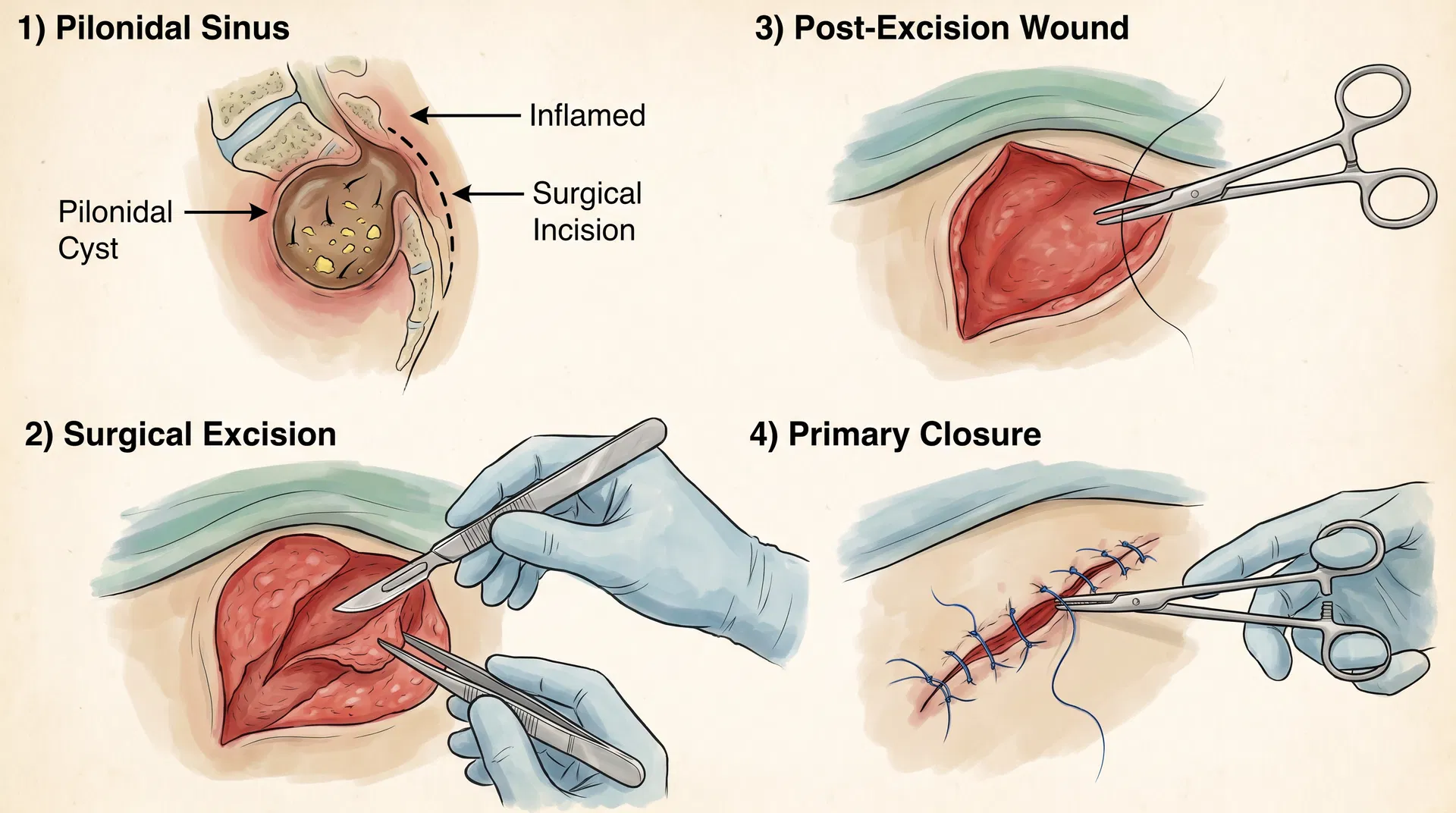 Open surgery for pilonidal sinus procedure - Complete surgical excision and wound management by Dr Adarsh Patil