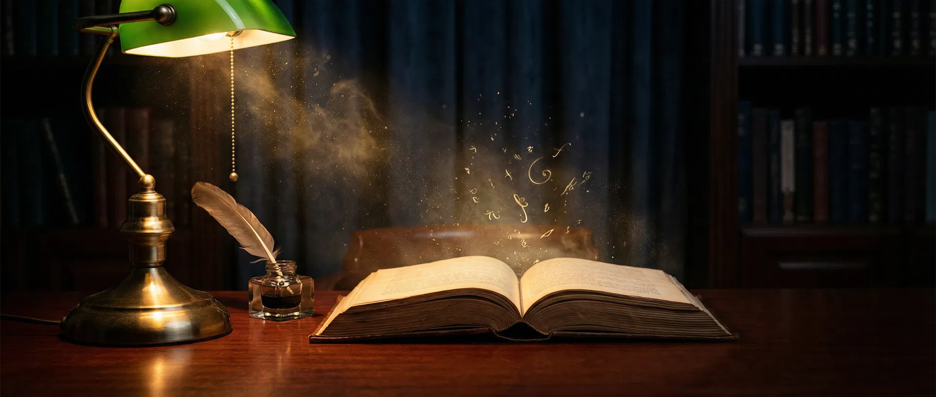 Open book with golden light