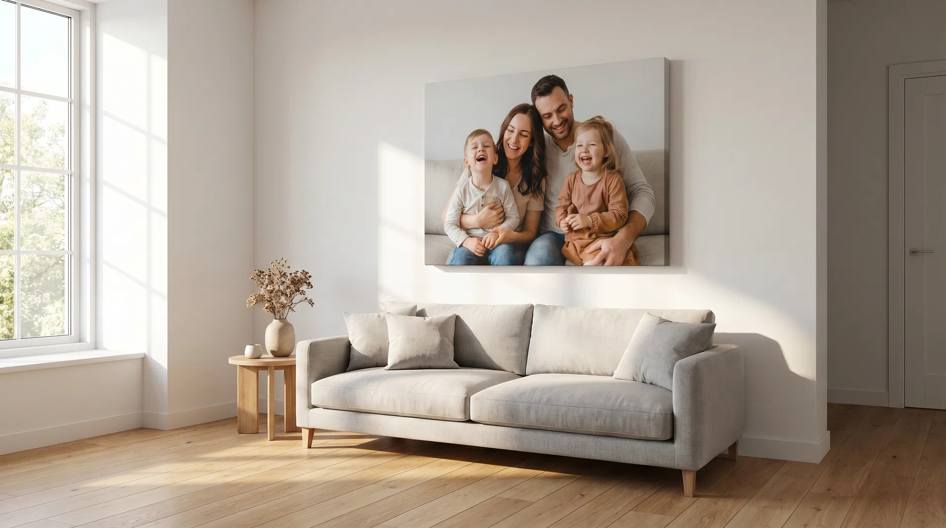 Foto auf Leinwand im Wohnzimmer – Familienfoto als hochwertiger Leinwanddruck