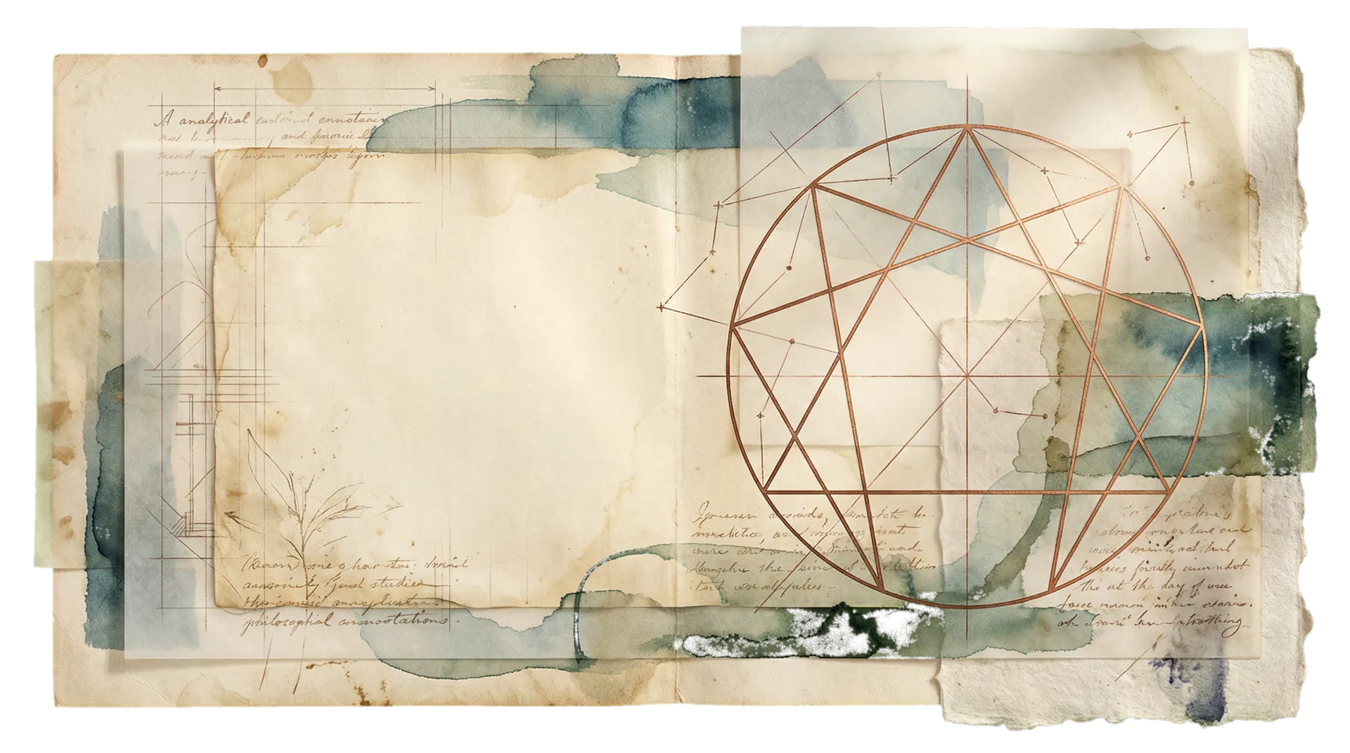 Editoriale Enneagramm-Illustration auf Pergamentpapier