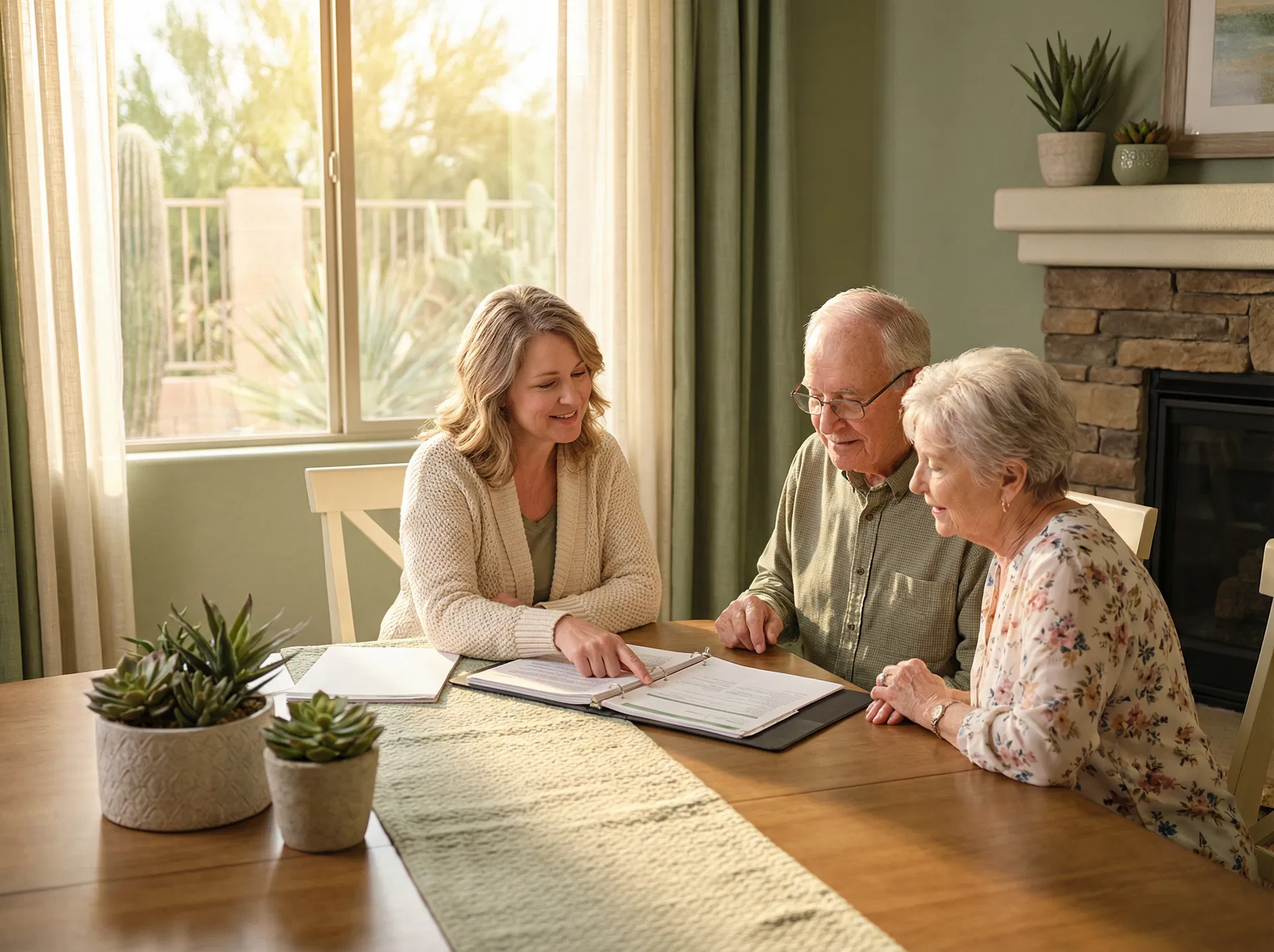 Eldercare advisor meeting with an elderly couple