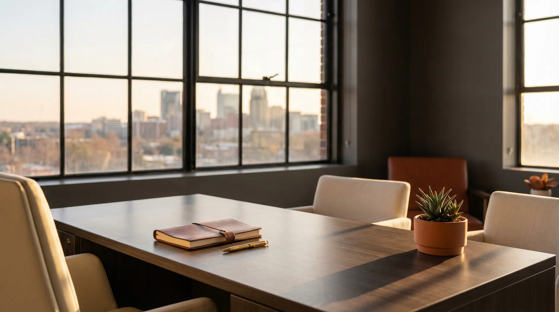 Professional office environment with natural light, representing therapy and counseling