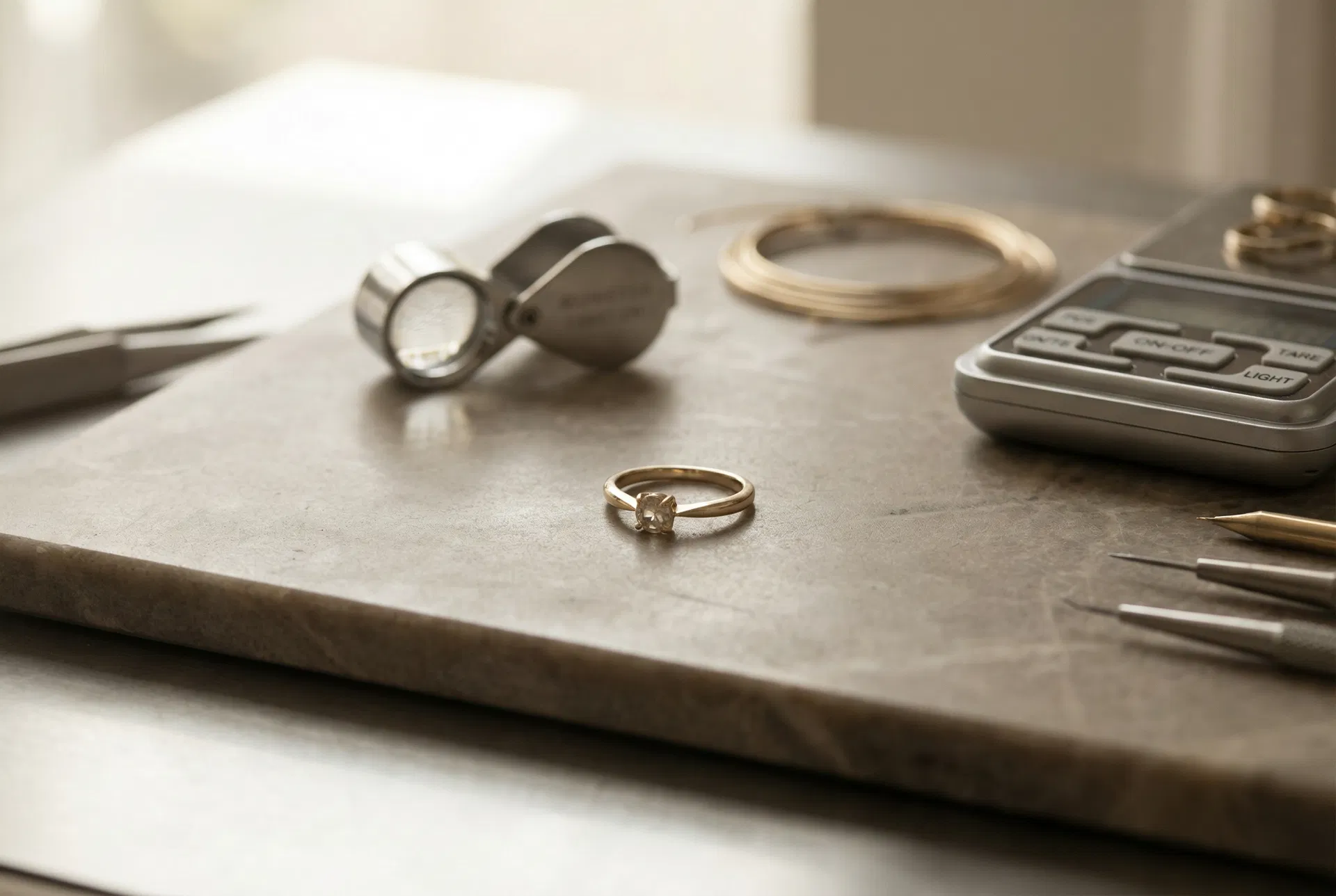 Jeweler's workbench with precision tools