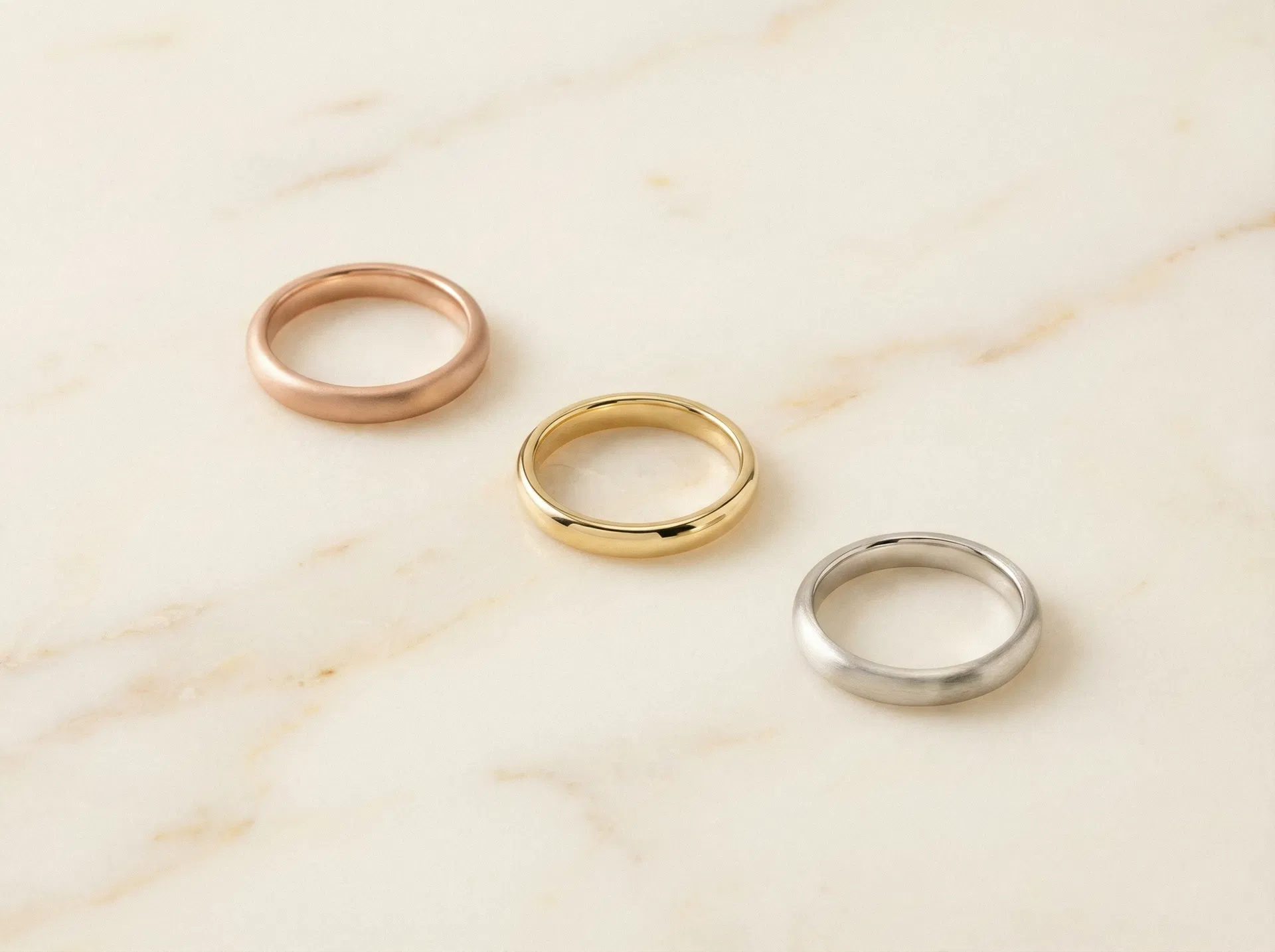 Gold rings in different karats