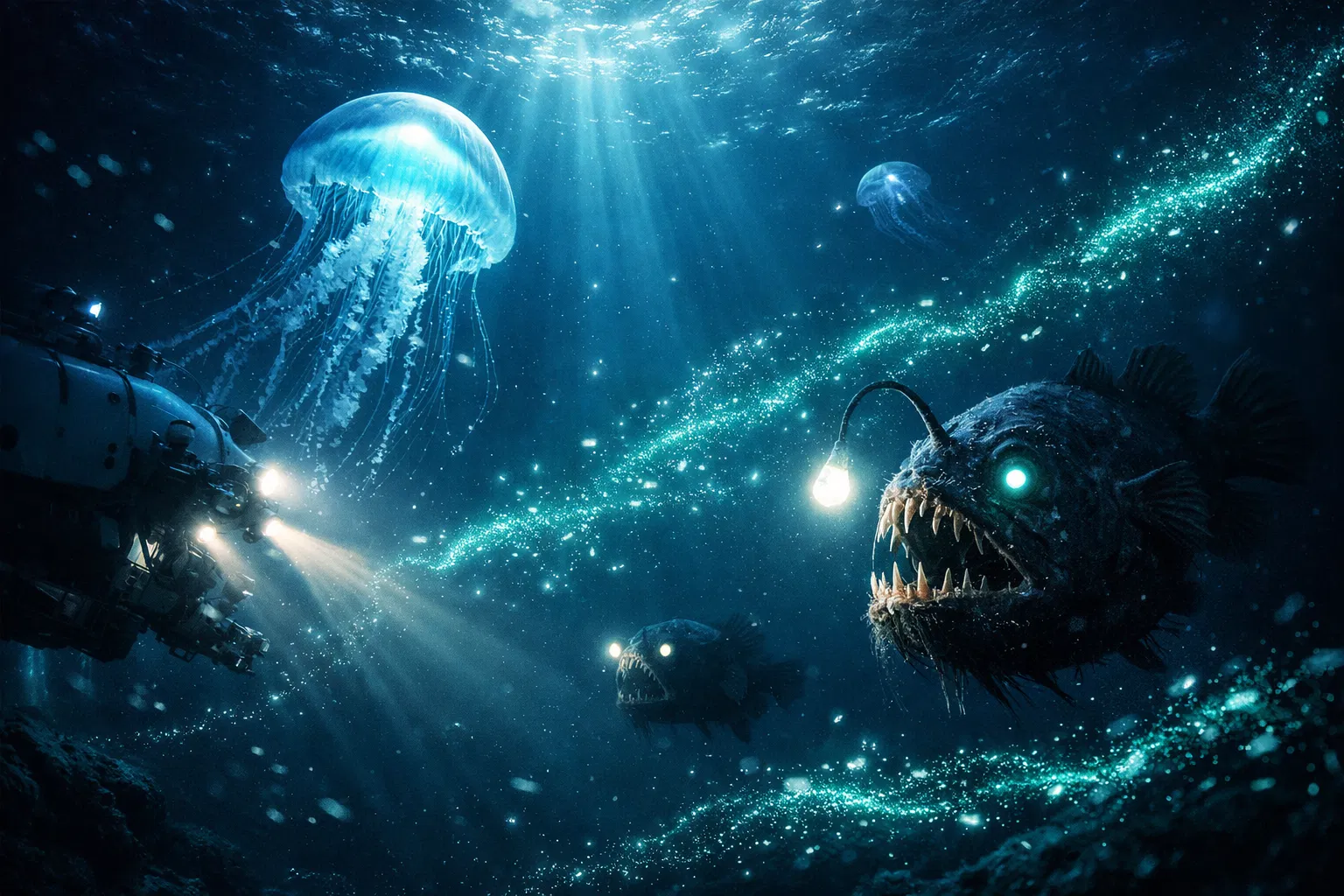 Deep-sea bioluminescent life