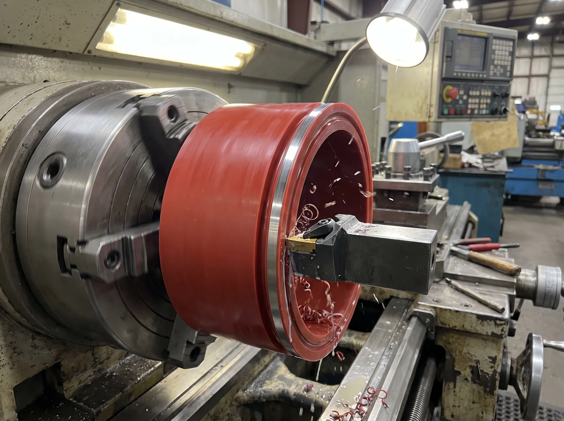 CNC seal machining in progress