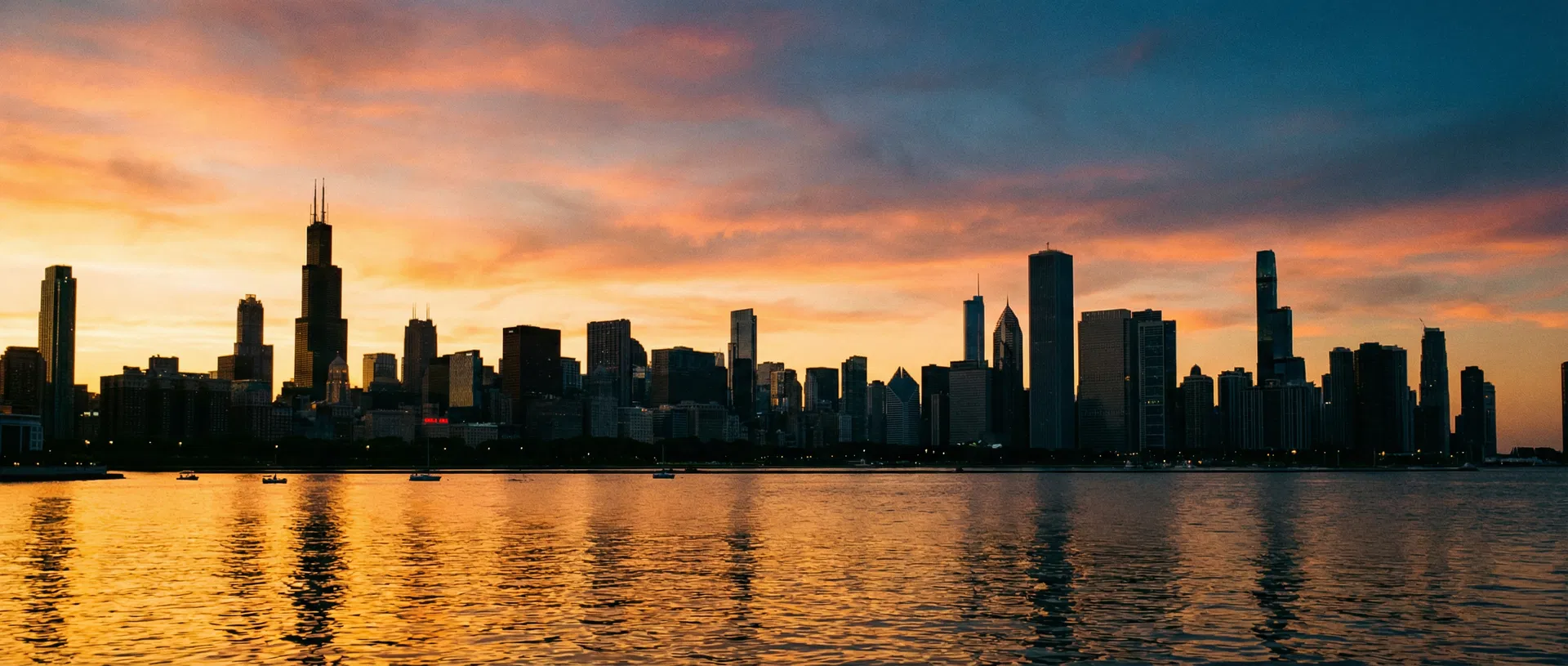 Chicago skyline at golden hour