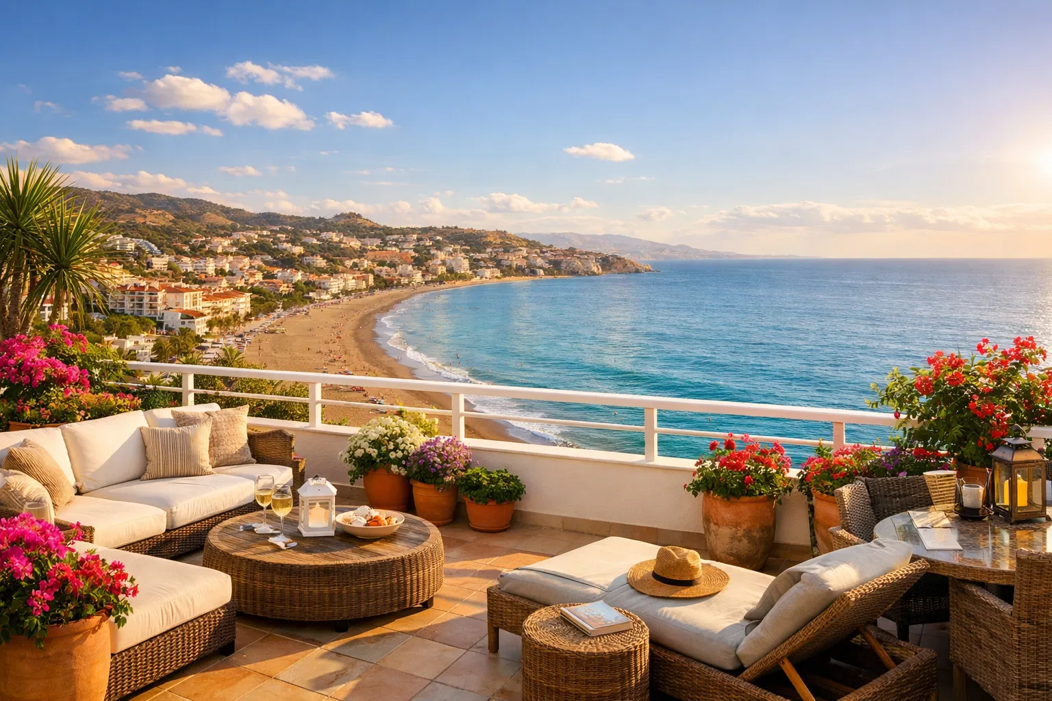 Terraza con vistas al mar en la Costa del Sol