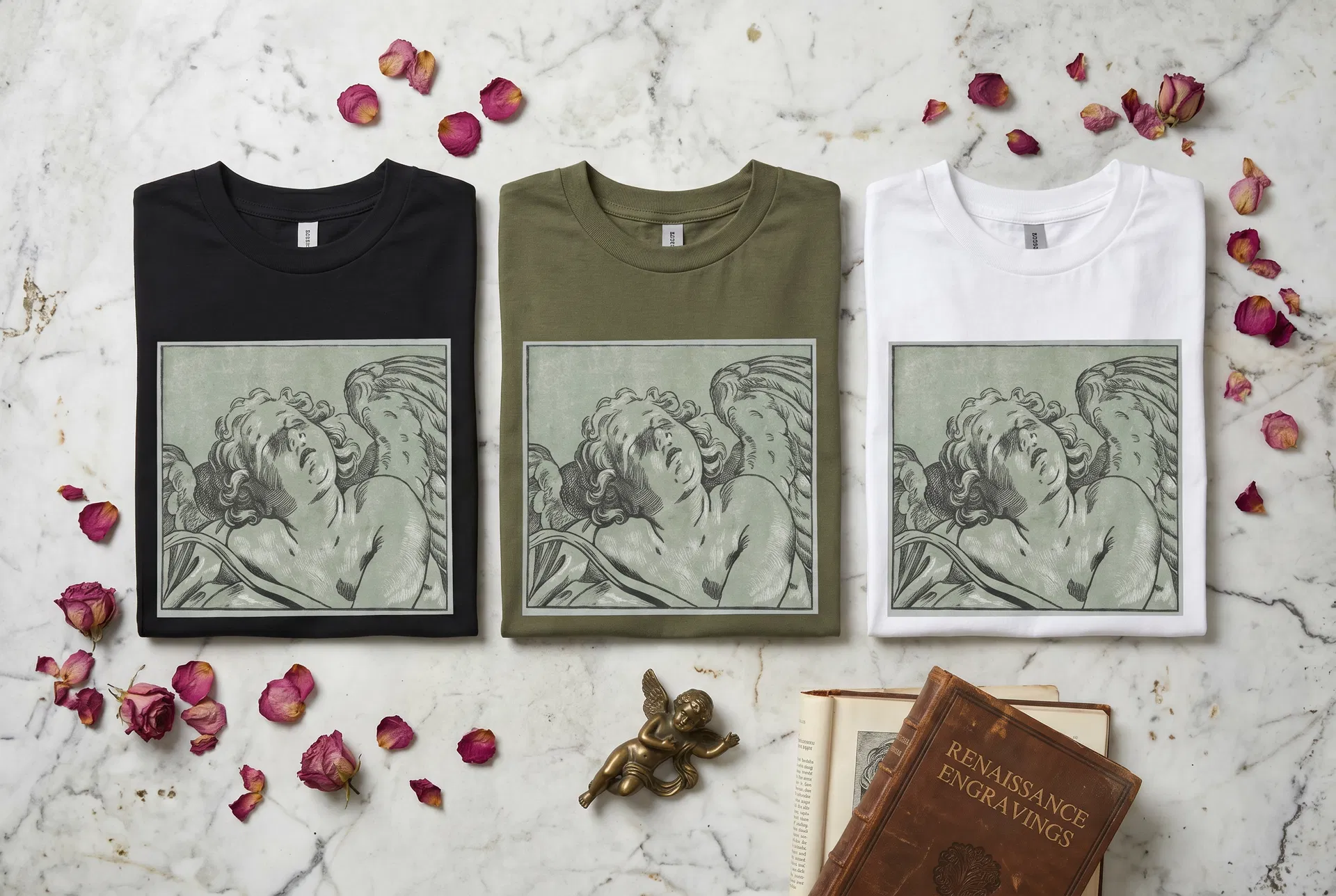 A Sleeping Cupid Tee — Specimen No. XXIV — Cupido dormiens, Renaissance chiaroscuro engraving — gallery image 3