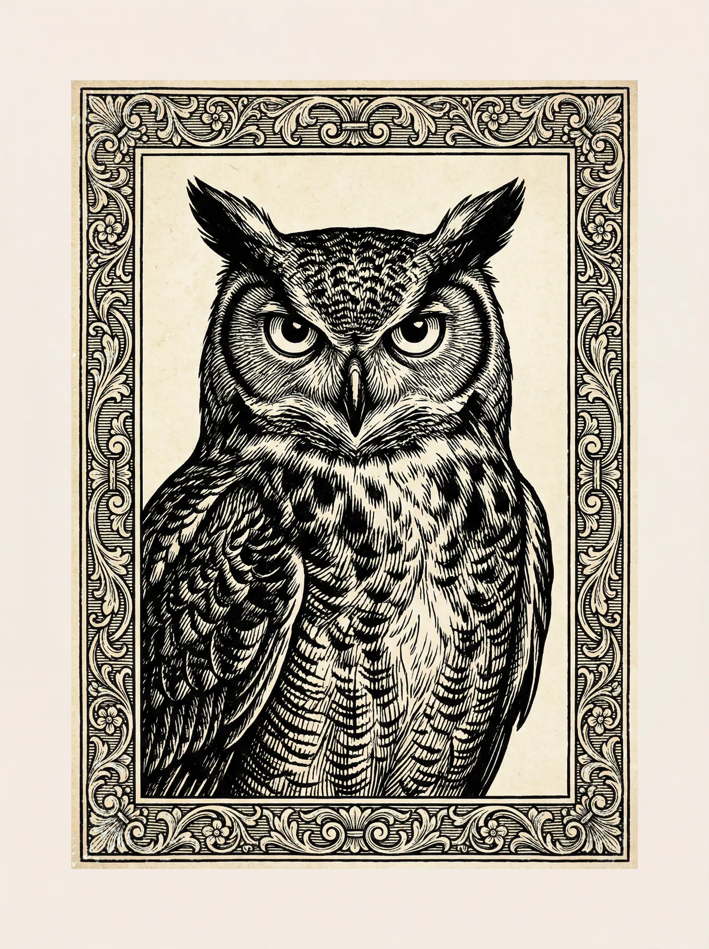 Woodcut owl illustration