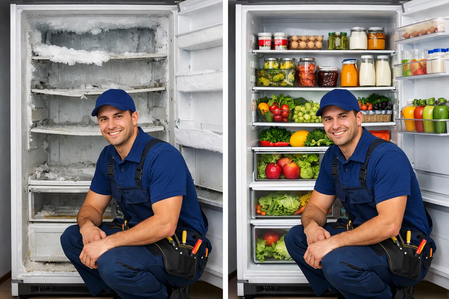 صيانة الثلاجة قبل وبعد