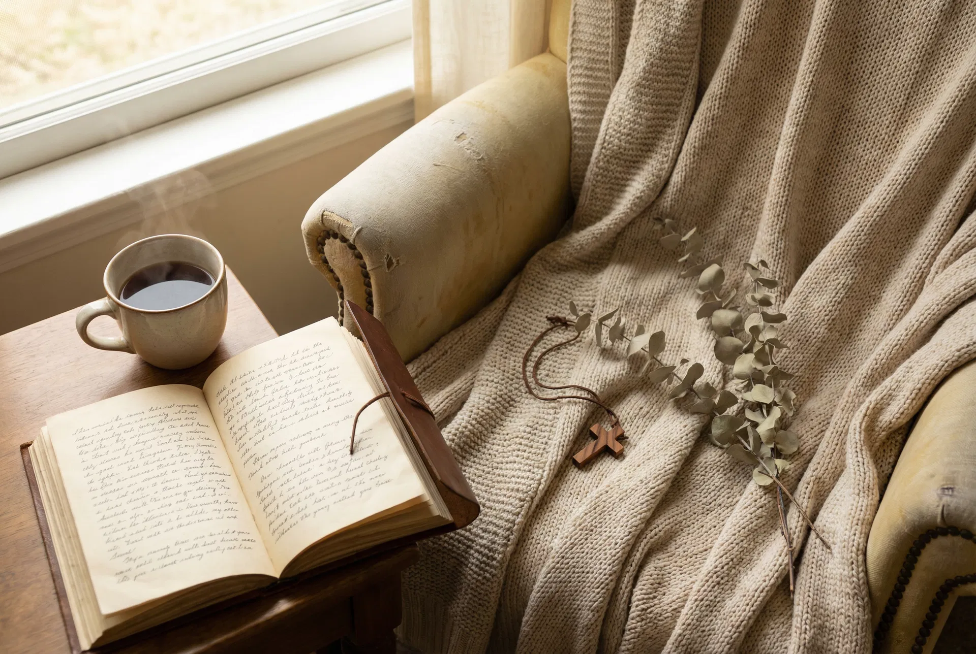 Daily devotion with Bible and tea